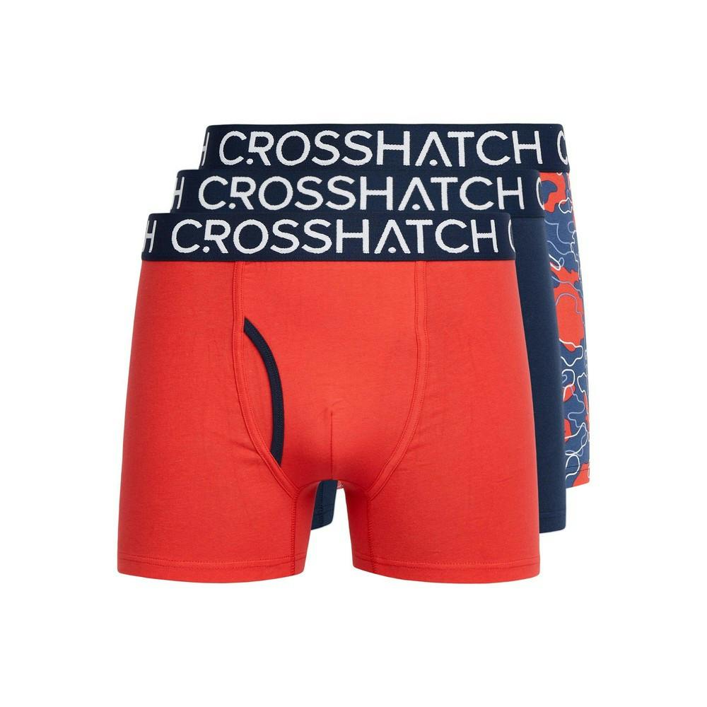 Crosshatch Men's Red Lynol Boxer Shorts (Pack Of 3) - M - 95% Cotton/5% Elastane