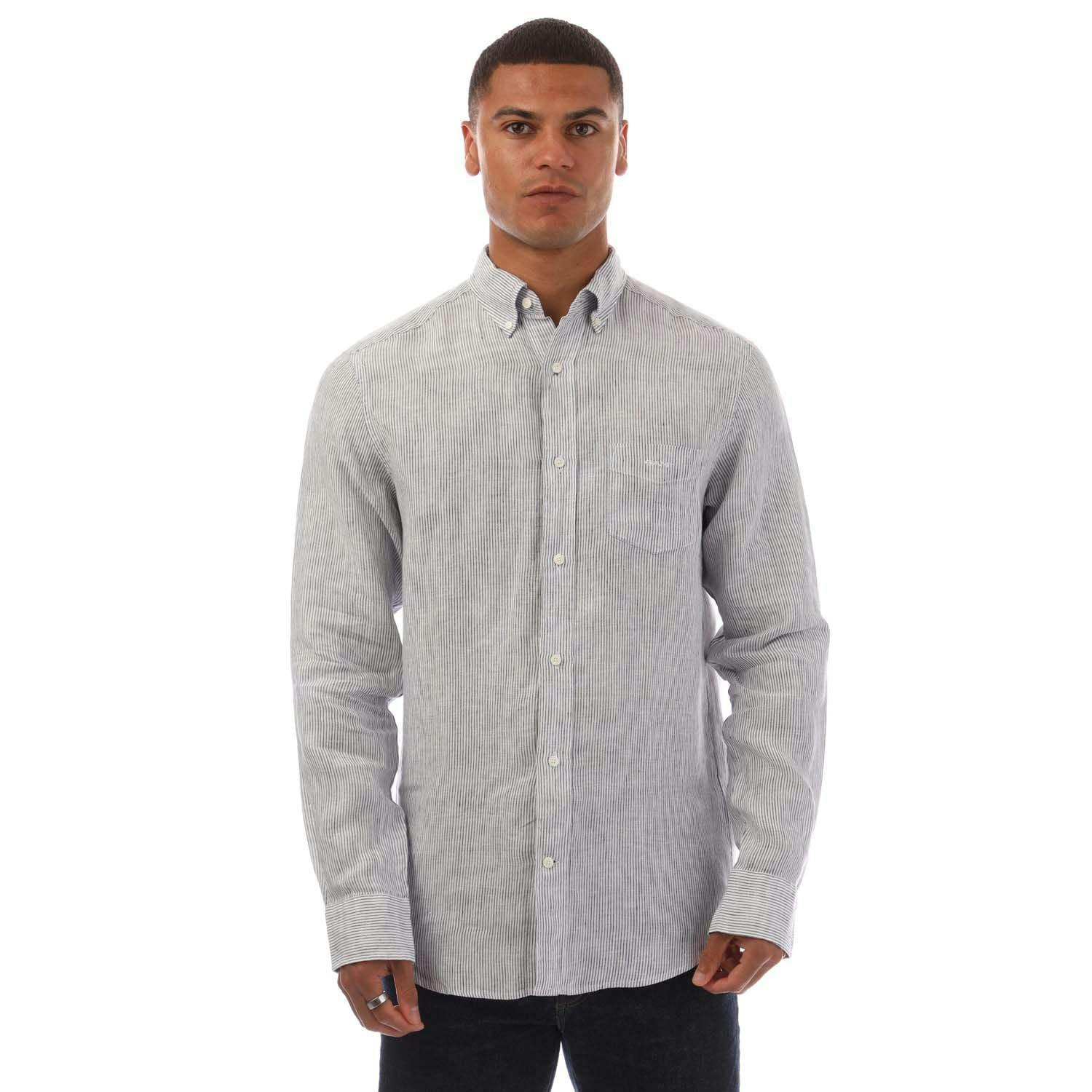 Gant Men's White Striped Linen Regular Shirt - Xl - 100% Linen