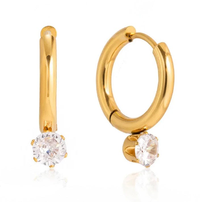 Elk & Bloom Gold Chubby 14K Gemstone Huggie Hoops - No Thank You