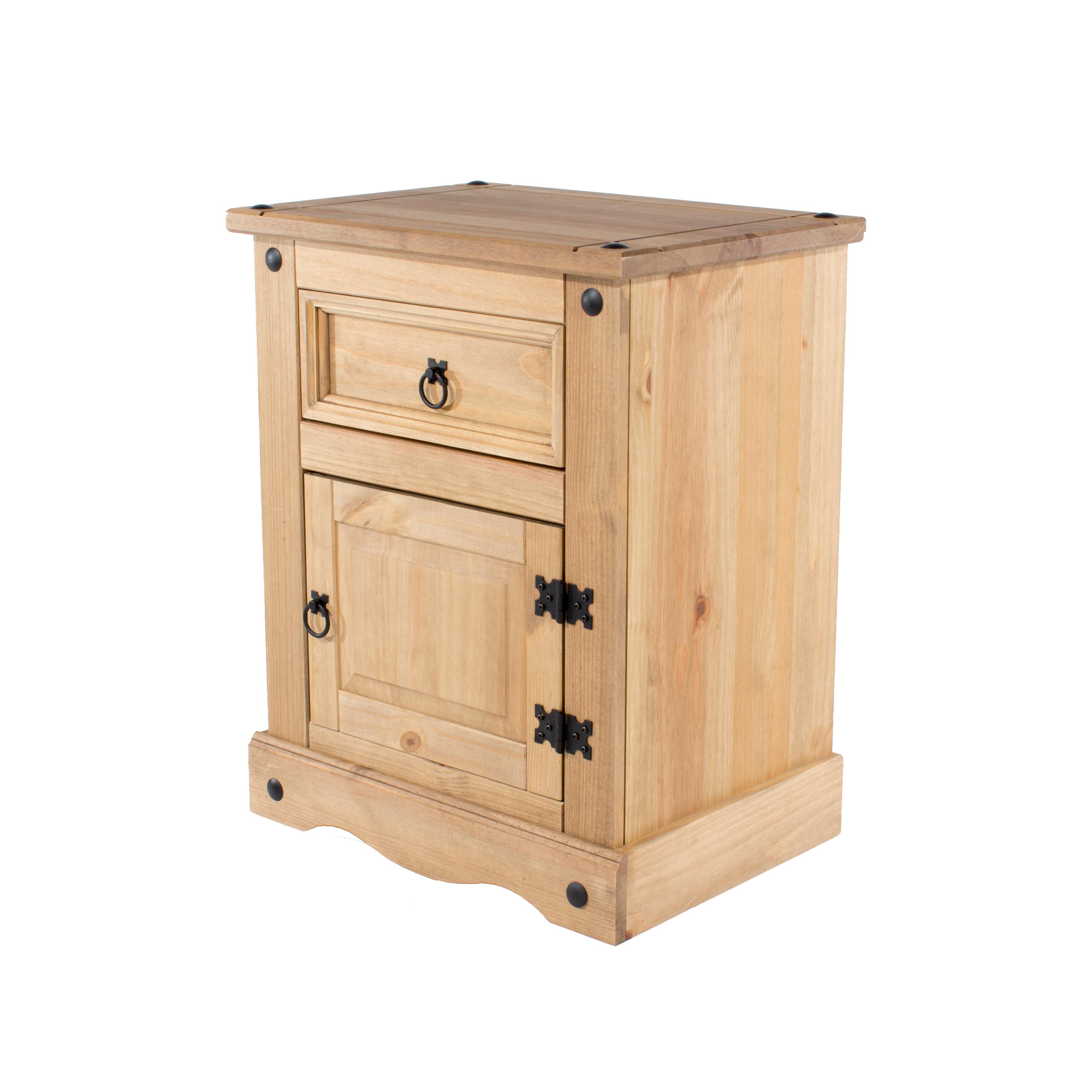Photos - Storage Сabinet Core Products Rackhams Corona 1 Door & 1 Drawer Bedside Cabinet - antique waxed pine 