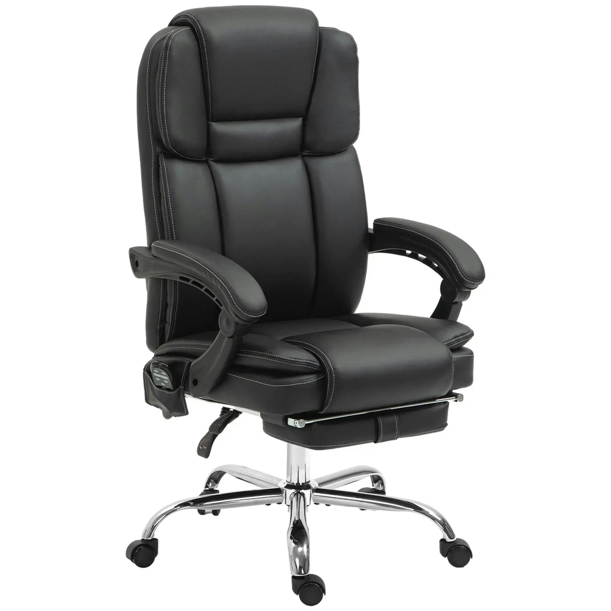 Rackhams Black Vinsetto Massage Office Chair, Pu Leather High Back Recliner, - Image 6