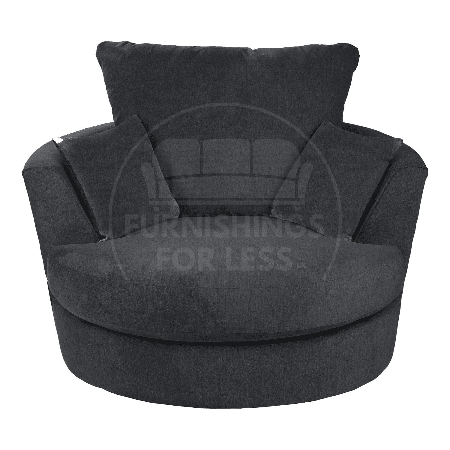 Rackhams Black Casper Chenille Fabric Swivel Chair