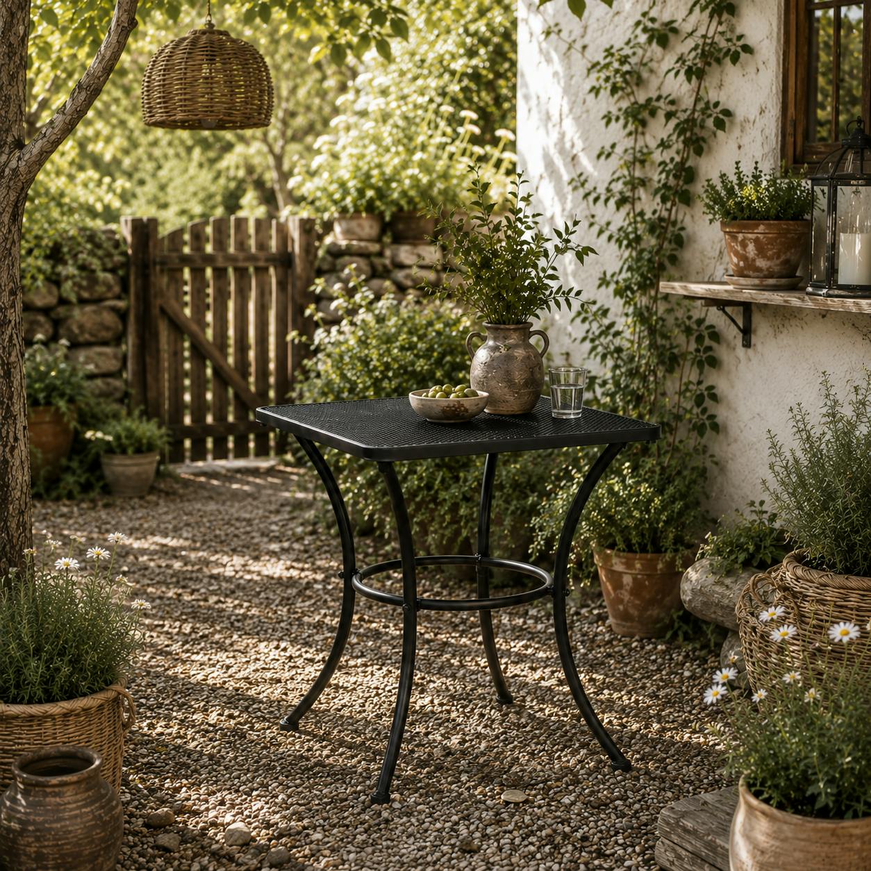 Rackhams Black Aritte Metal Square Outdoor Bistro Table 45 X 45 X 50Cm