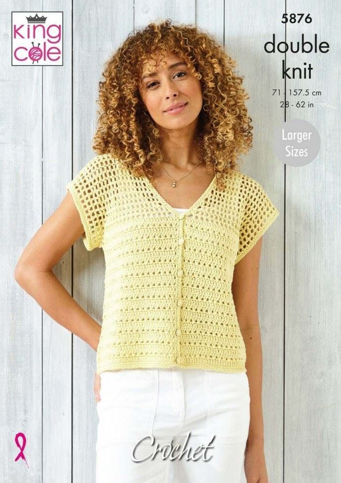 Top and Cardigan in King Cole Finesse Cotton Silk DK (5876) - Image 5