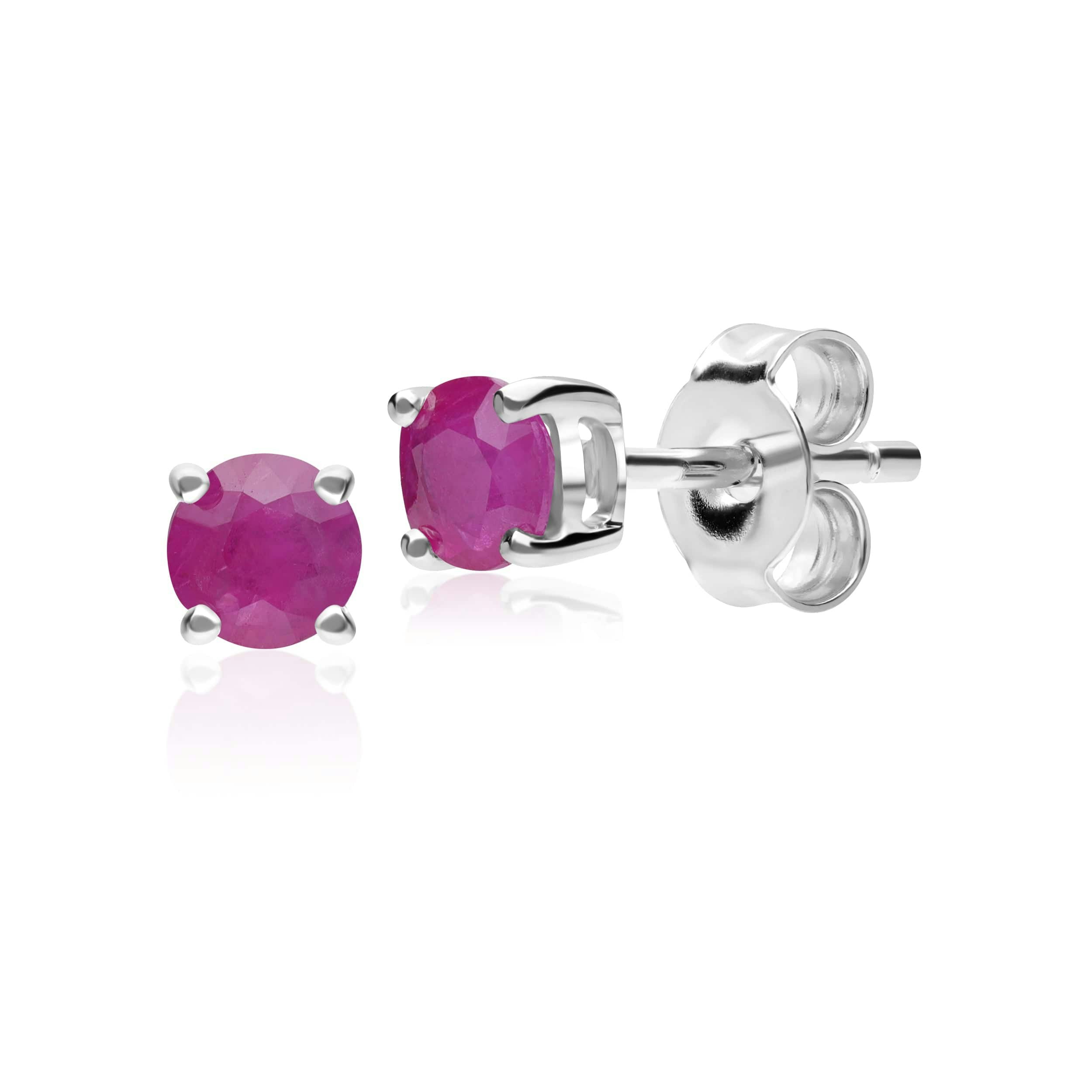 Gemondo White/Gold Classic Round Ruby Stud Earrings In 9Ct 3.5Mm