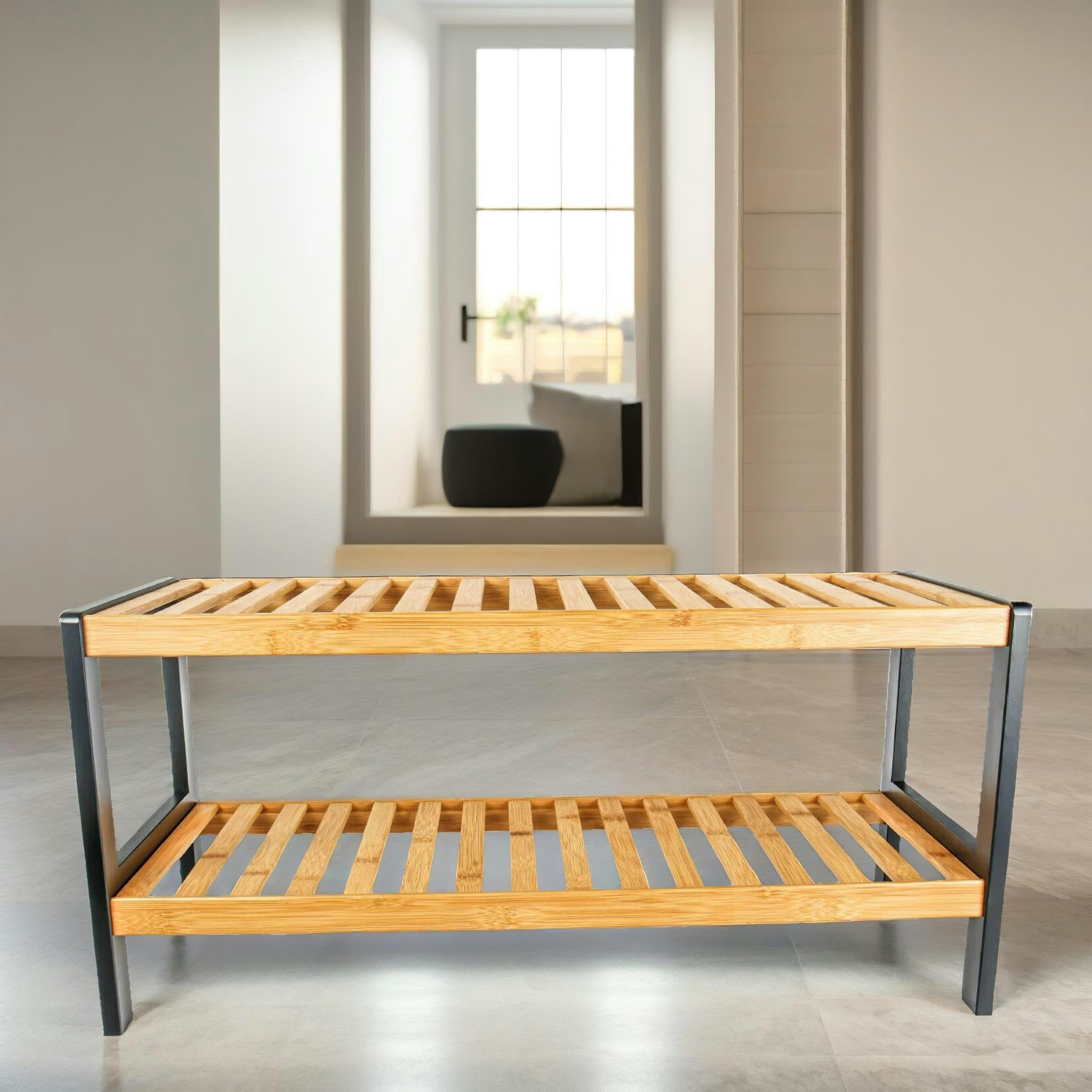 Bmbo 2-Tier Wooden Shoe Rack