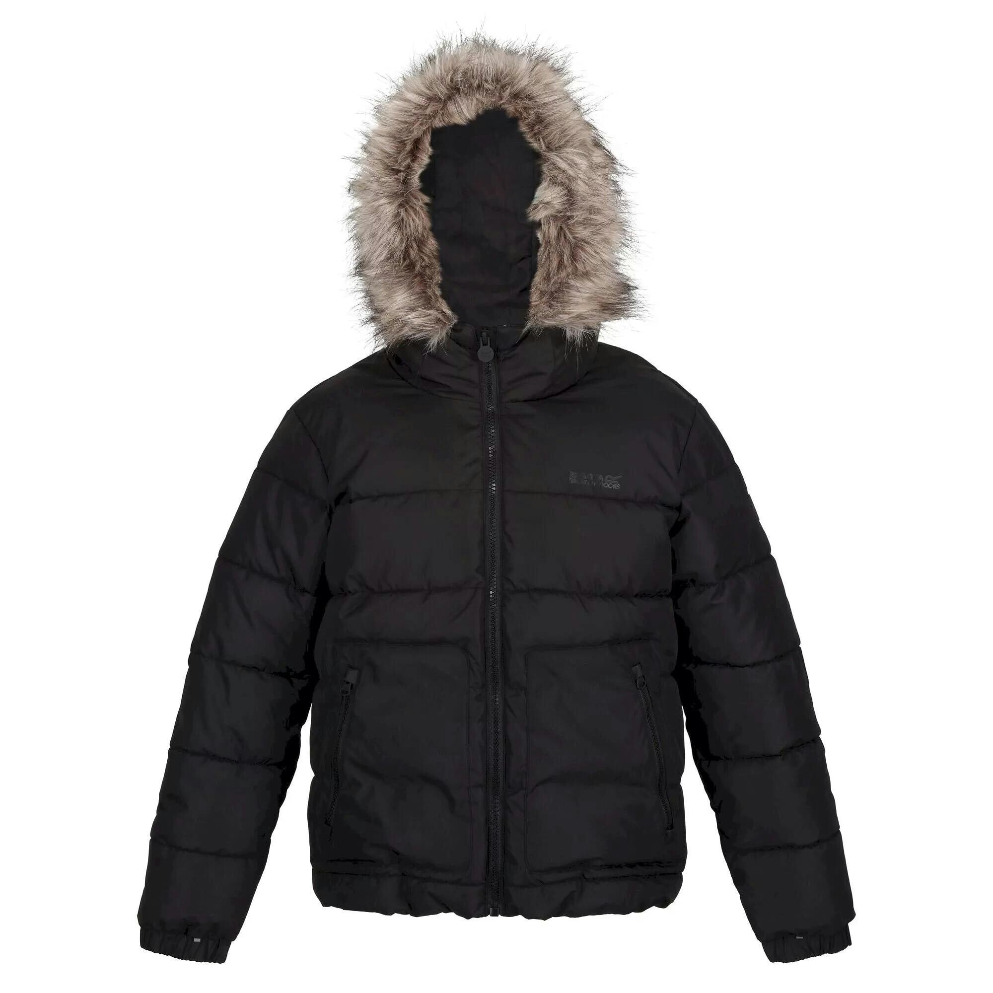 Regatta (11-12 Years, Black) Childrens/Kids Faux Fur Trim Parka - Image 2
