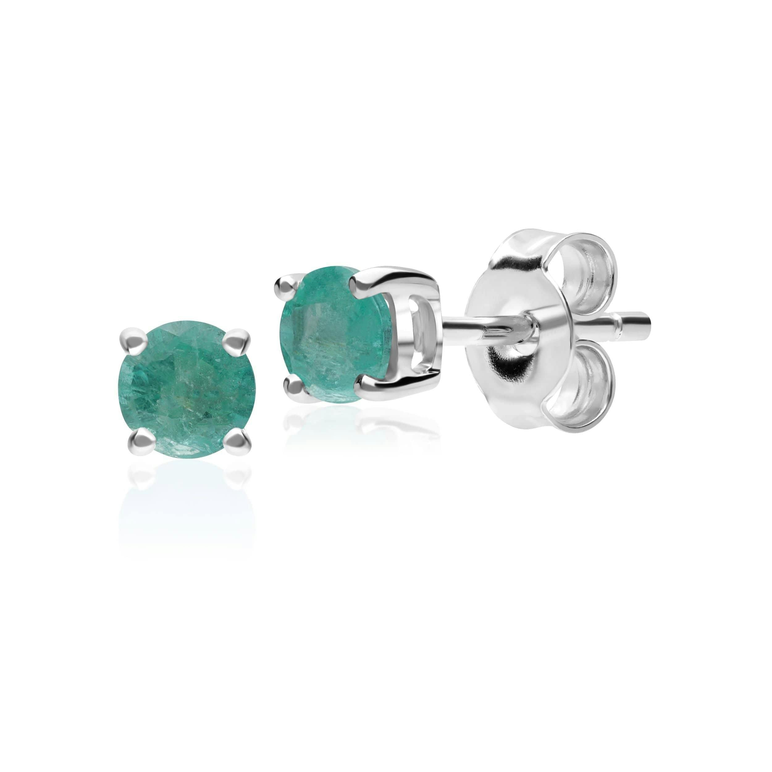 Gemondo White/Gold Classic Round Emerald Stud Earrings In 9Ct 3.5Mm