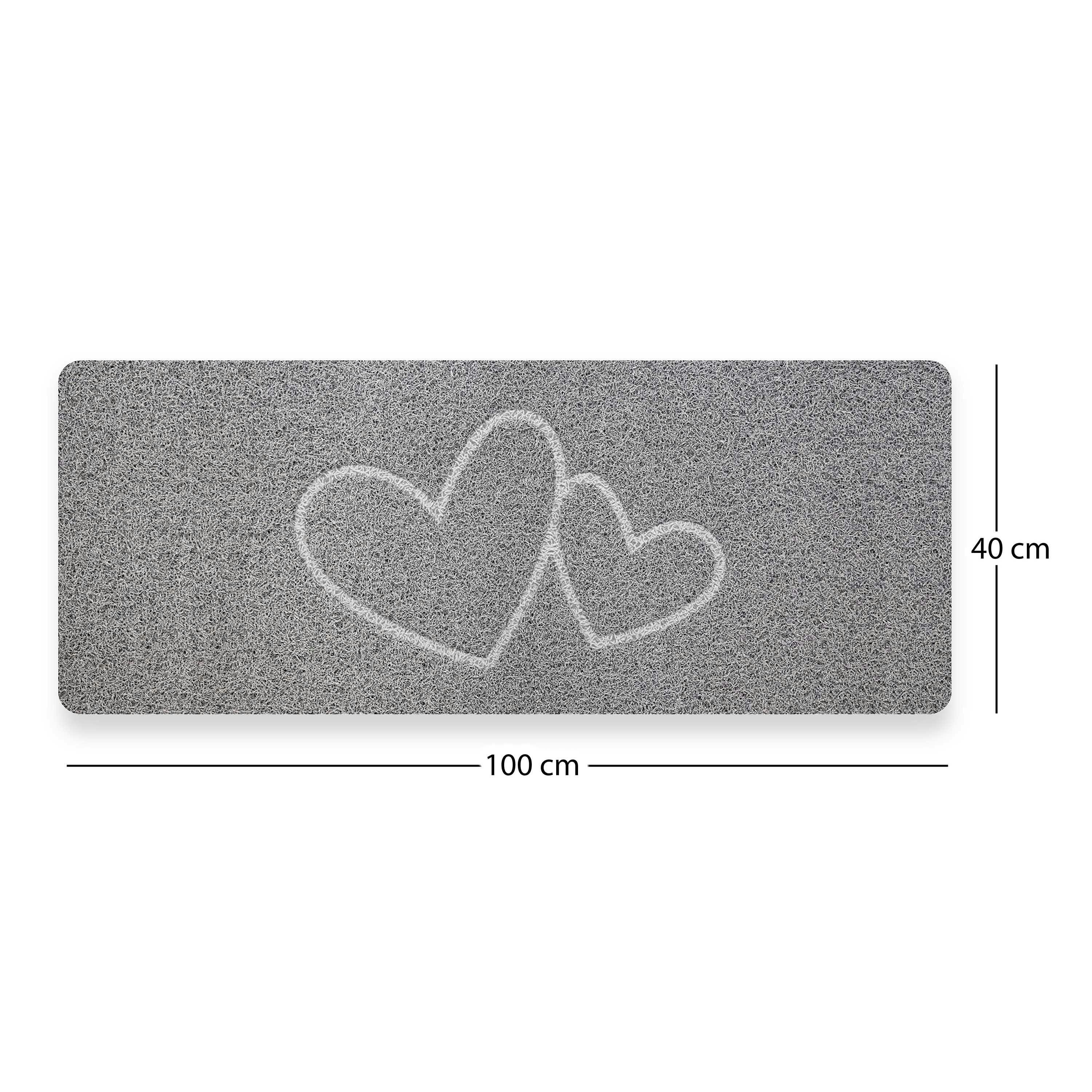 Nicoman Embossed Spaghetti Loofah Anti Slip Shower Mat - Double Heart - Rectangular 100X40cm
