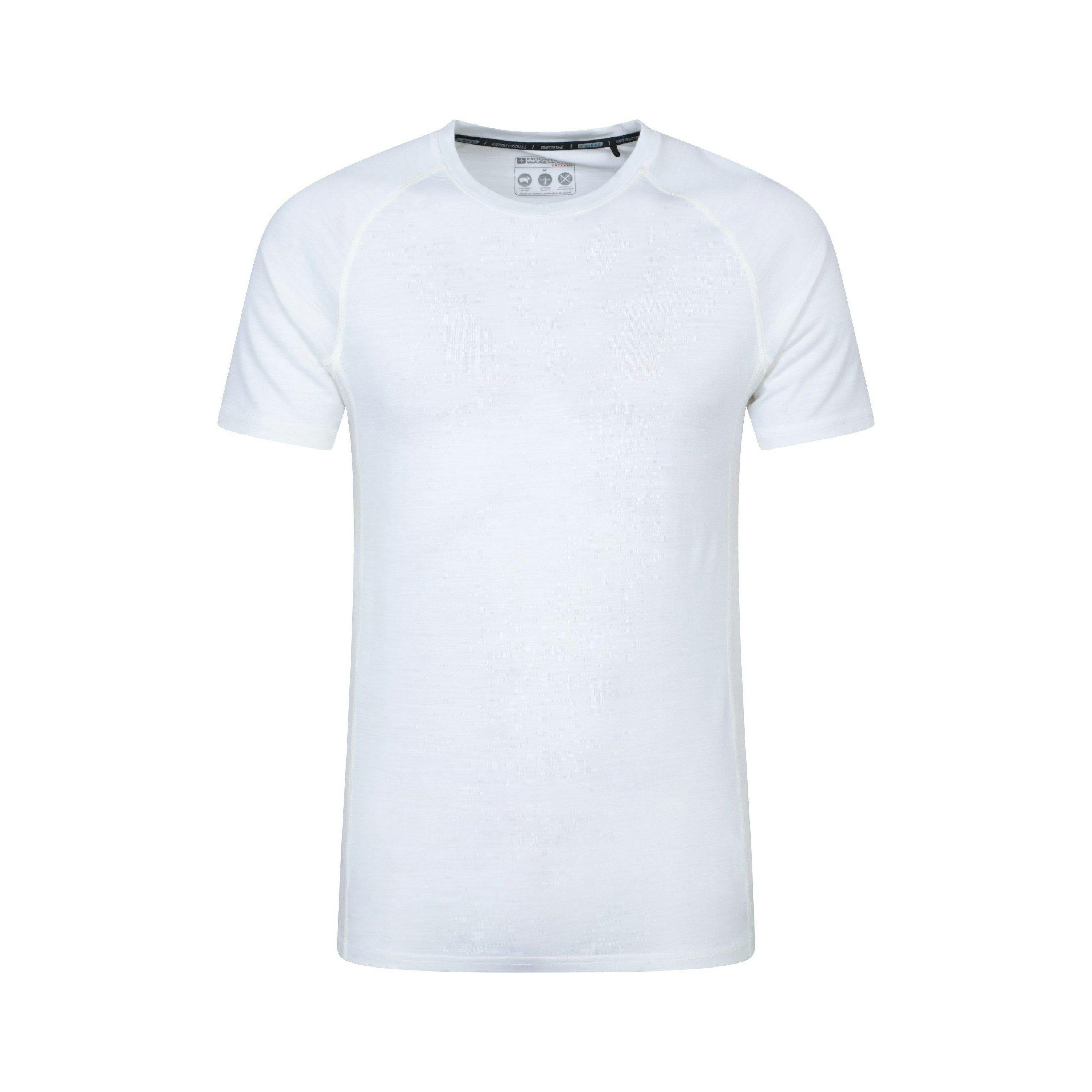Mountain Warehouse Men's White Summit Ii Base Layer Top - Xs - 50% Merino Wool/50% Polyester