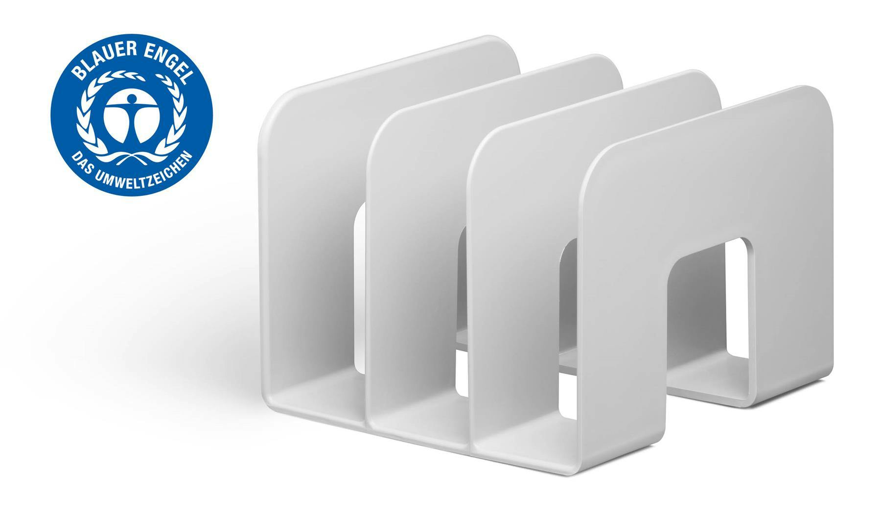 Durable Grey Eco Recycled Plastic Magazine Stand Desk File Holder | 2 Pack |