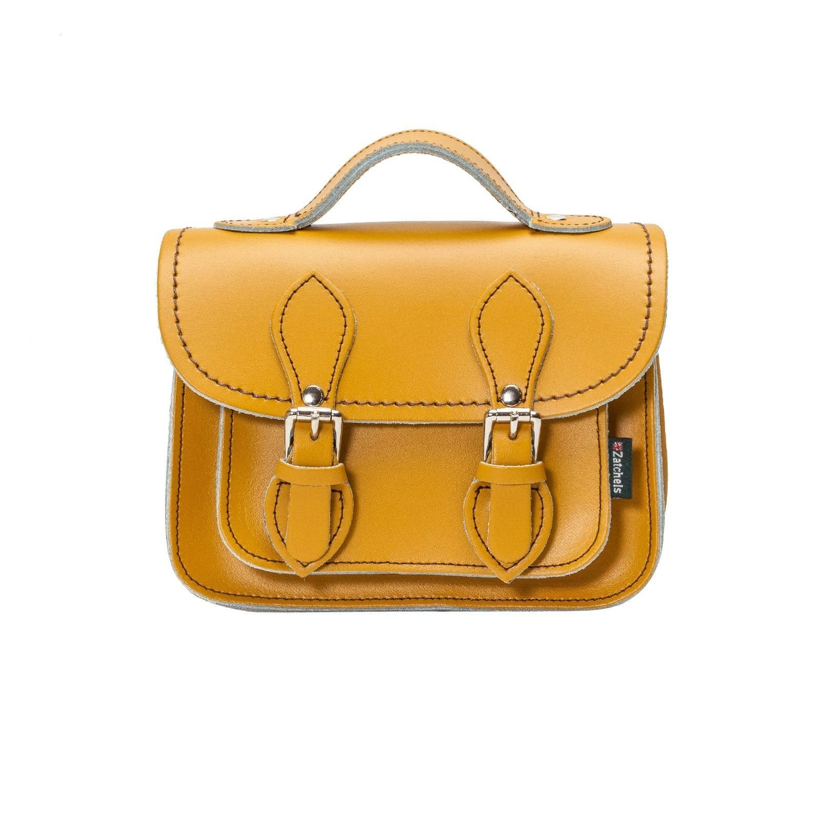 Zatchels Yellow Handmade Leather Micro Satchel - Ochre - Small