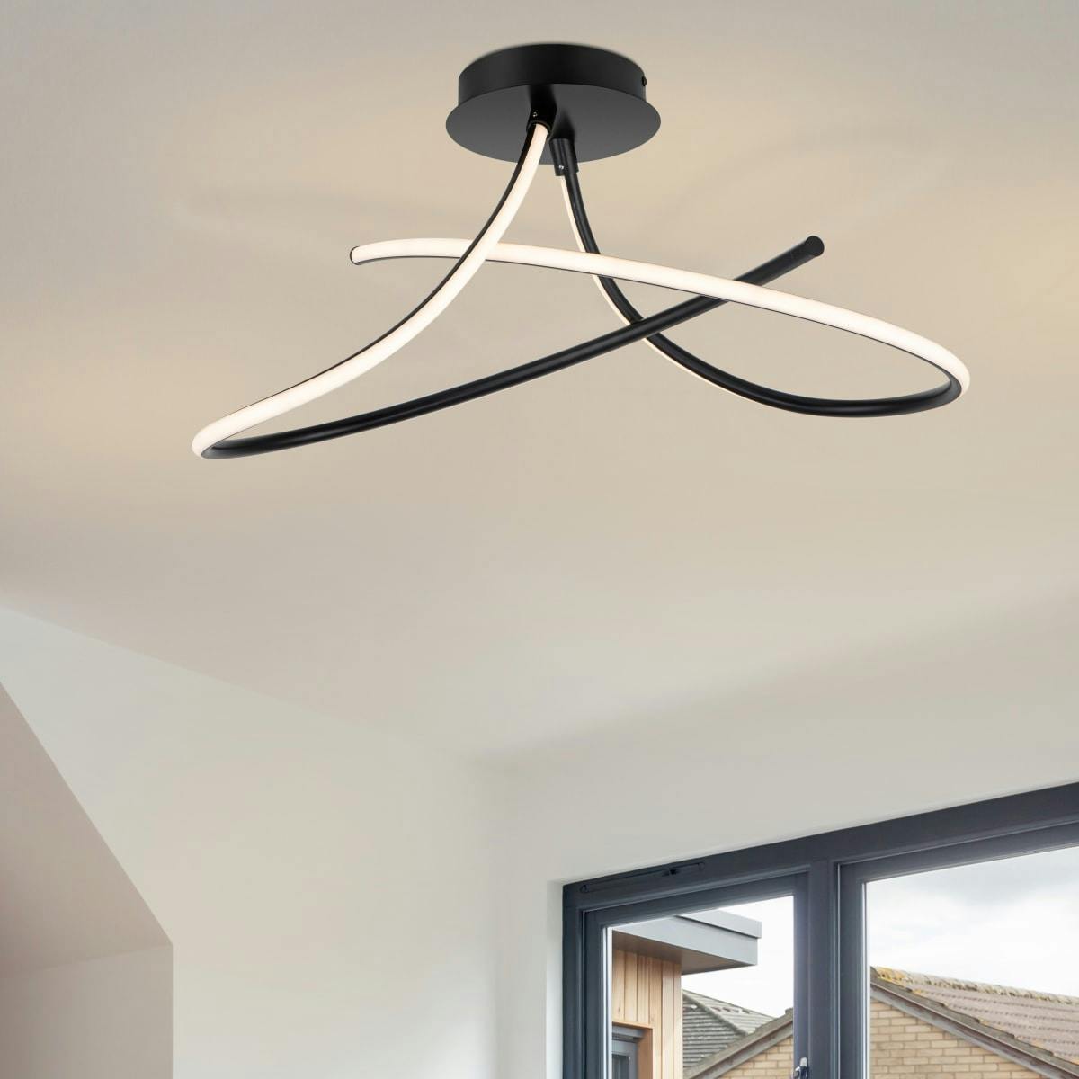 Rackhams Light/Black Carter 2 Led, Curved Ceiling - Matt