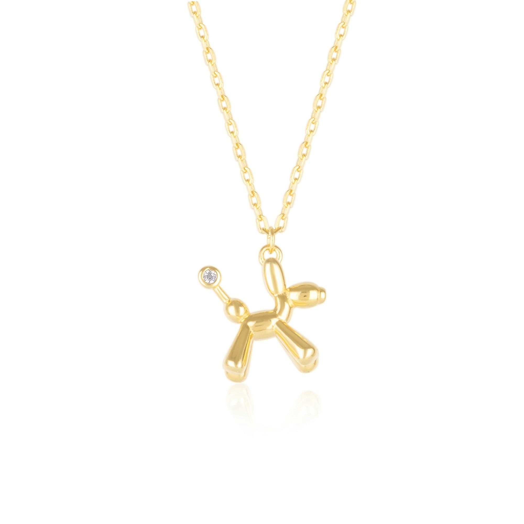 Spero London Women's Silver/Gold Balloon Dog Poodle Necklace In Sterling
