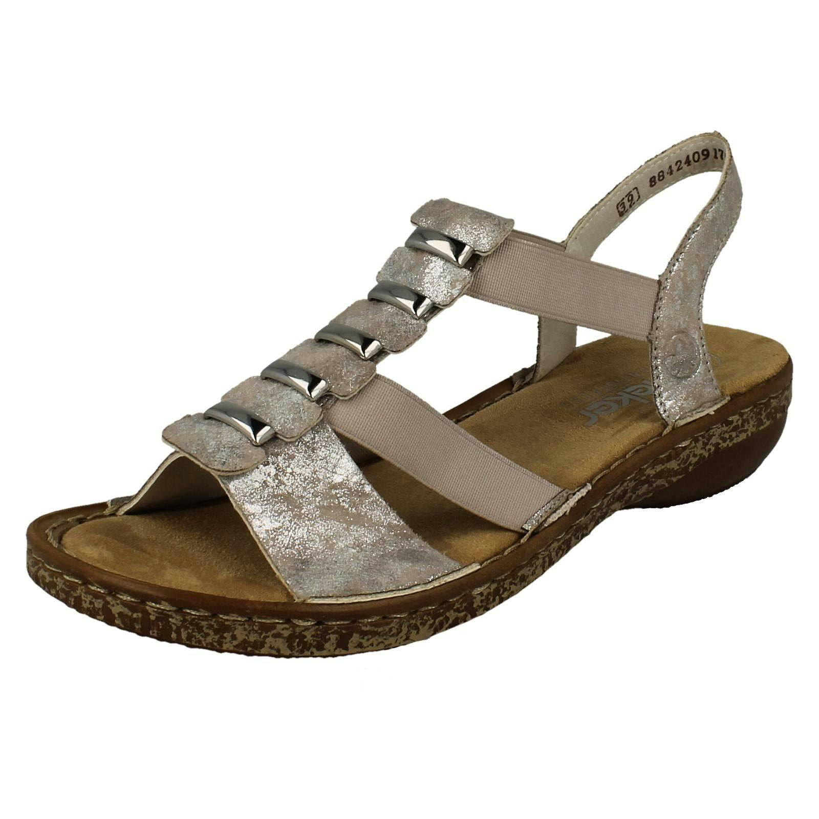 Rieker Women's Slingback Sandals 62850 - Metallic - Uk 7.5