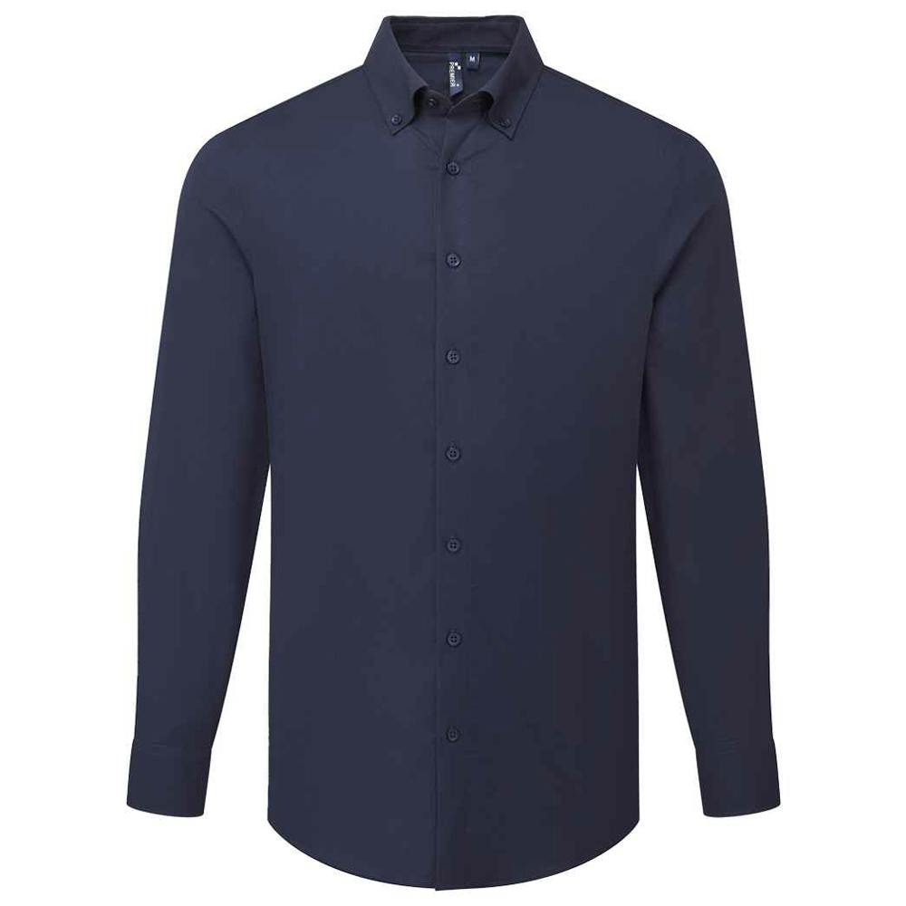 Premier (S, Navy) Mens Supreme Oxford Long-Sleeved Formal Shirt - Image 2