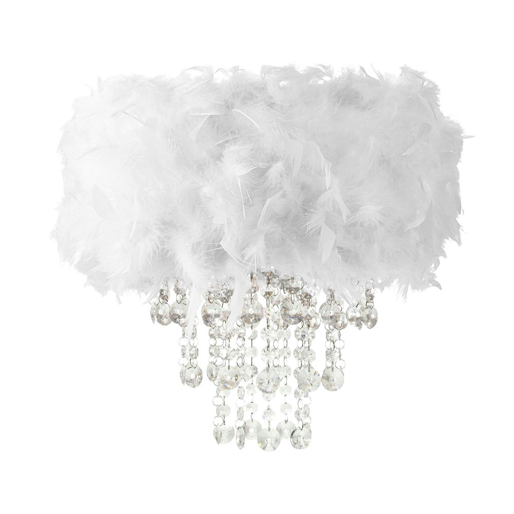 Rackhams White/Light Contemporary Feather Pendant Shade With Transparent Acrylic Droplets