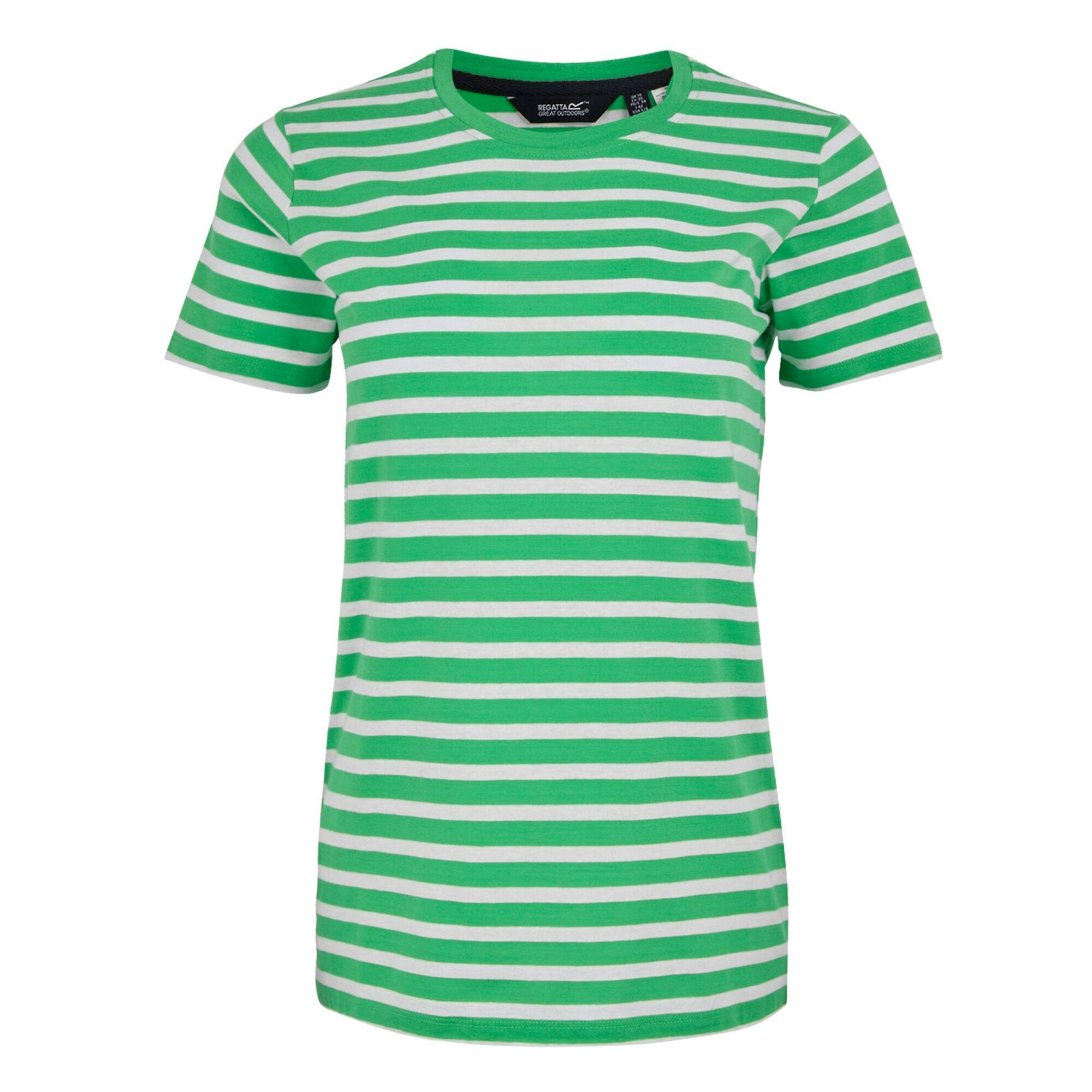Regatta Women's Green/White Bayletta Striped T-Shirt - Island - Island - 24 Uk - 60% Bci Cotton/40% Polyester