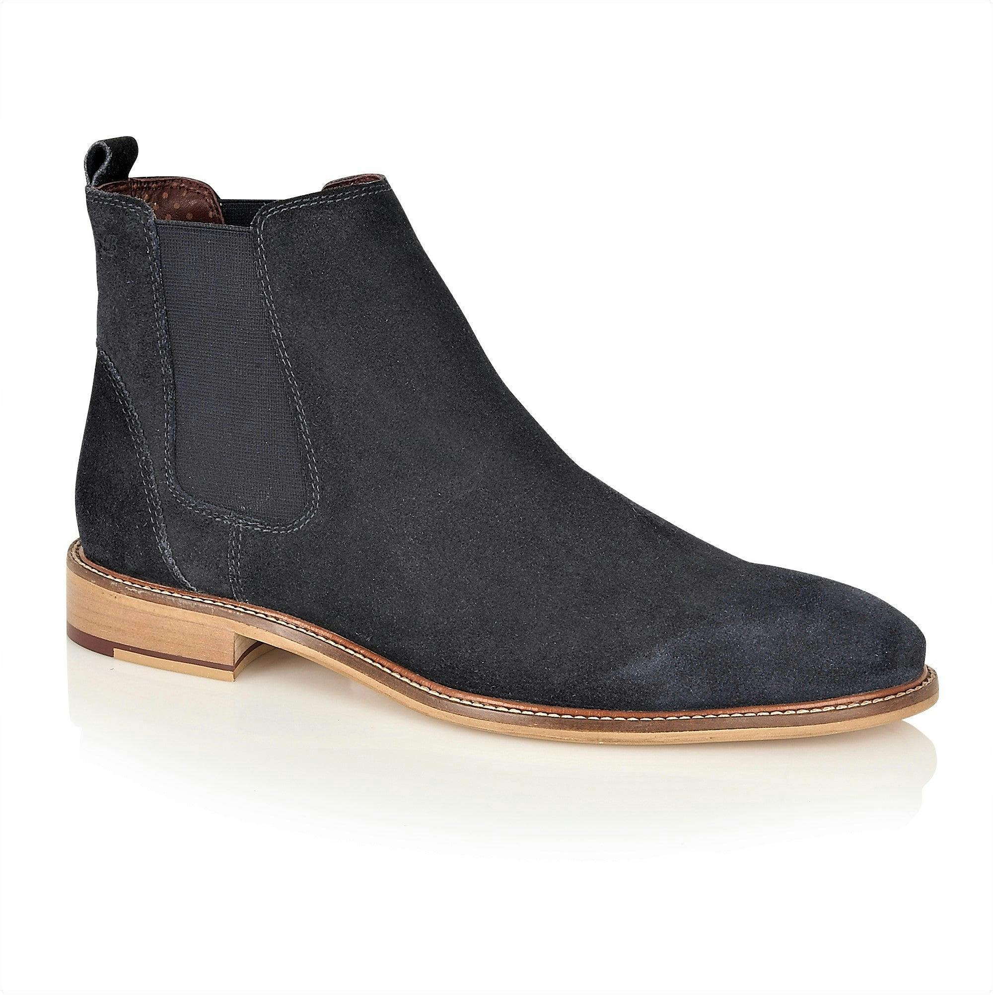 London Brogues Men's Hamilton Suede Chelsea Boot Navy - 11