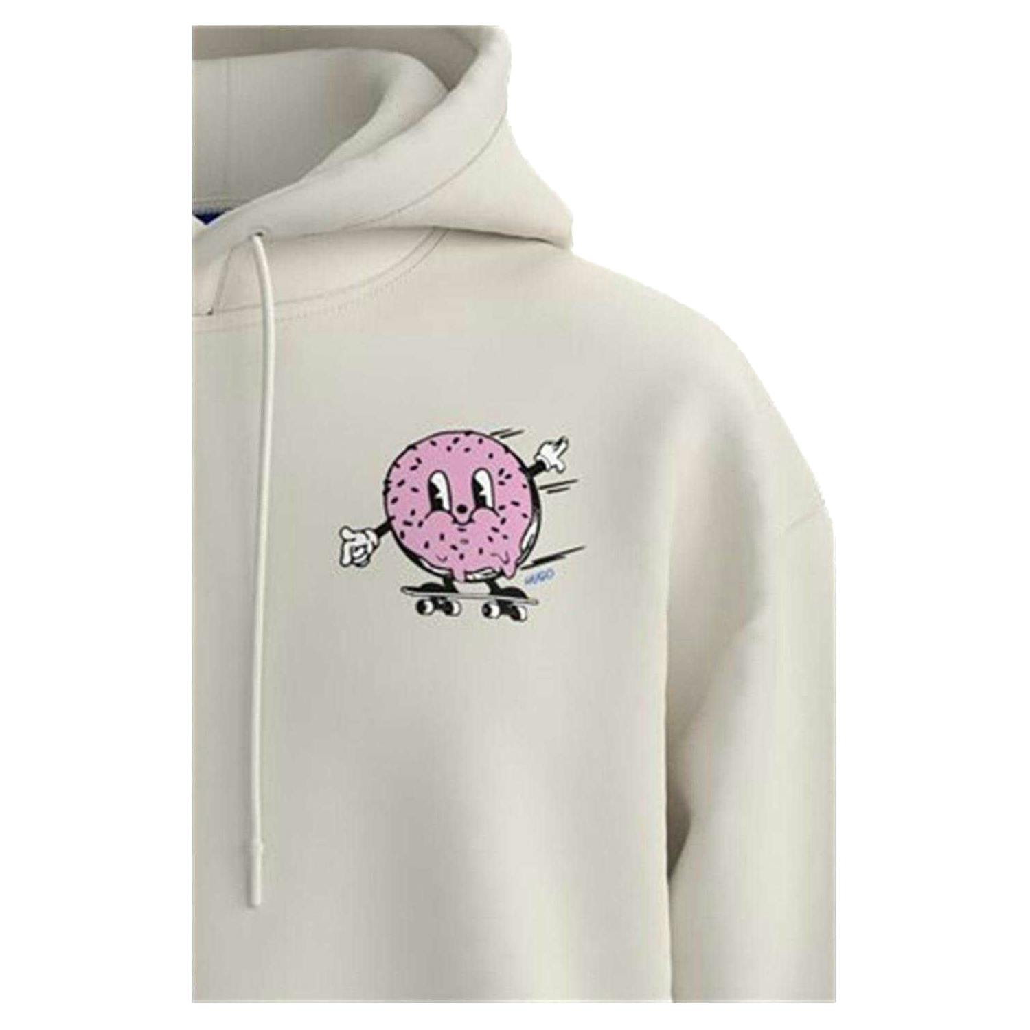 Hugo Men's White Namiko Regular Drawstring Hoodie - M - 100% Cotton
