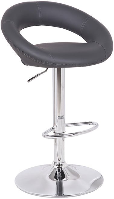 Lamboro Grey Sorrento Kitchen Bar Stool, Chrome Footrest, Adjustable Swivel Gas Lift, Home Bar & Breakfast Faux-Leather Barstool, Charcoal