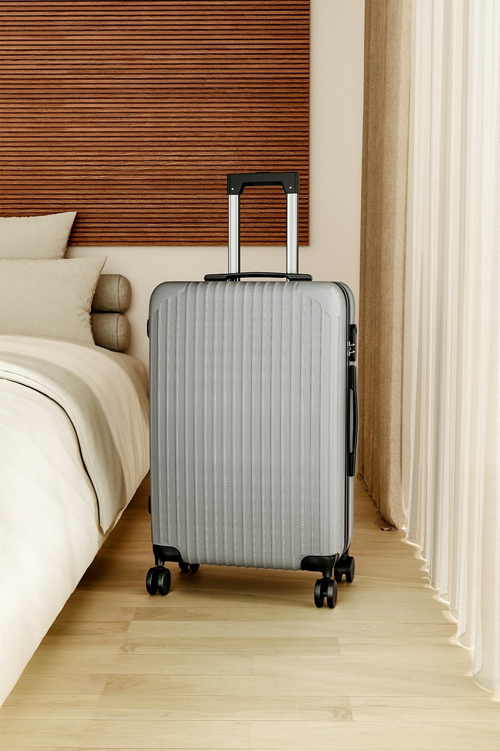 Living And Home Silver Hardshell Spinner Wheel Luggage Travel Suitcase, 24"