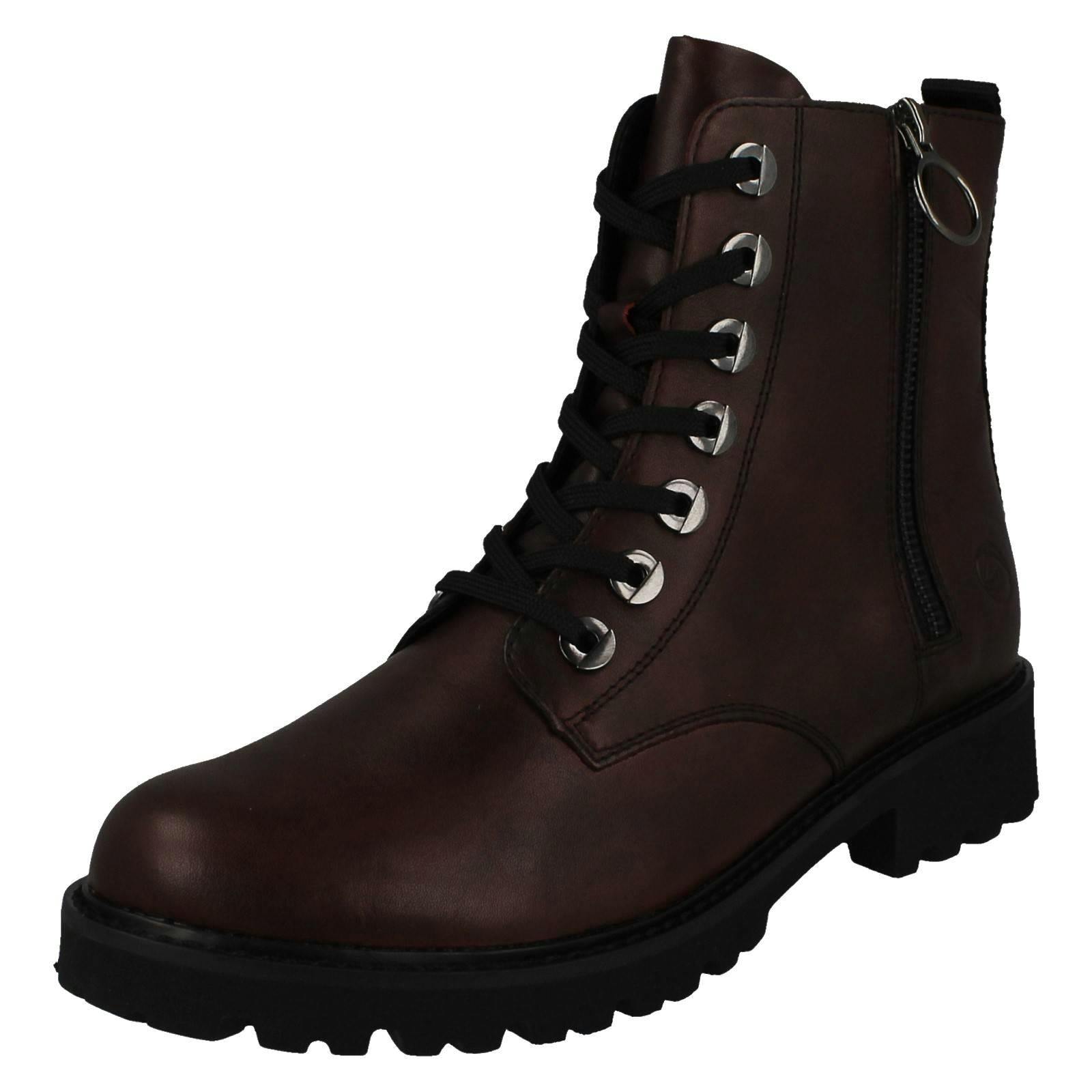 Remonte Women's Red Zip & Lace Up Fastening Casual Ankle Boots D8671 - Uk 5