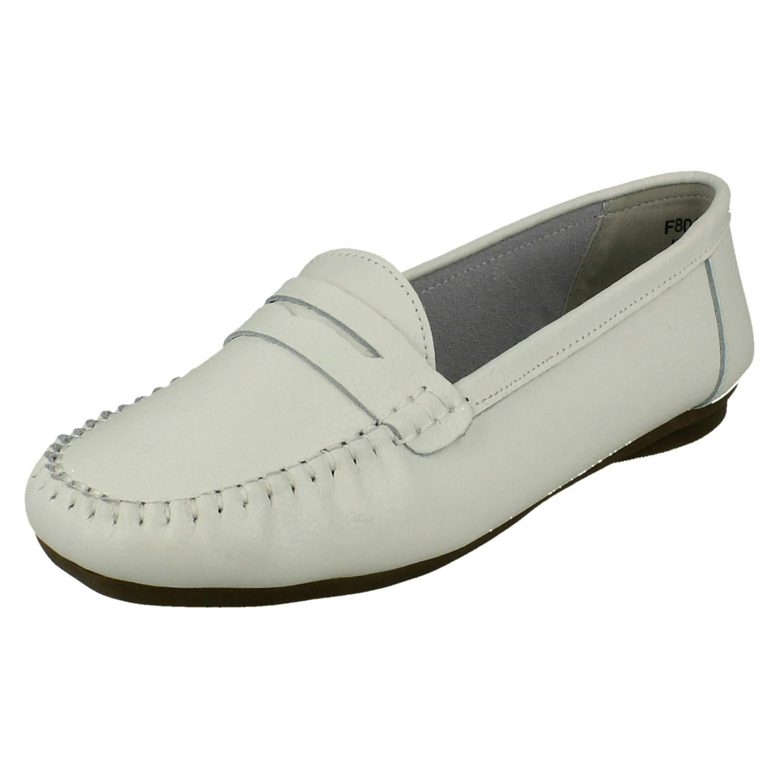 Down To Earth Women's White Leather Shoes F80445 - Uk 7
