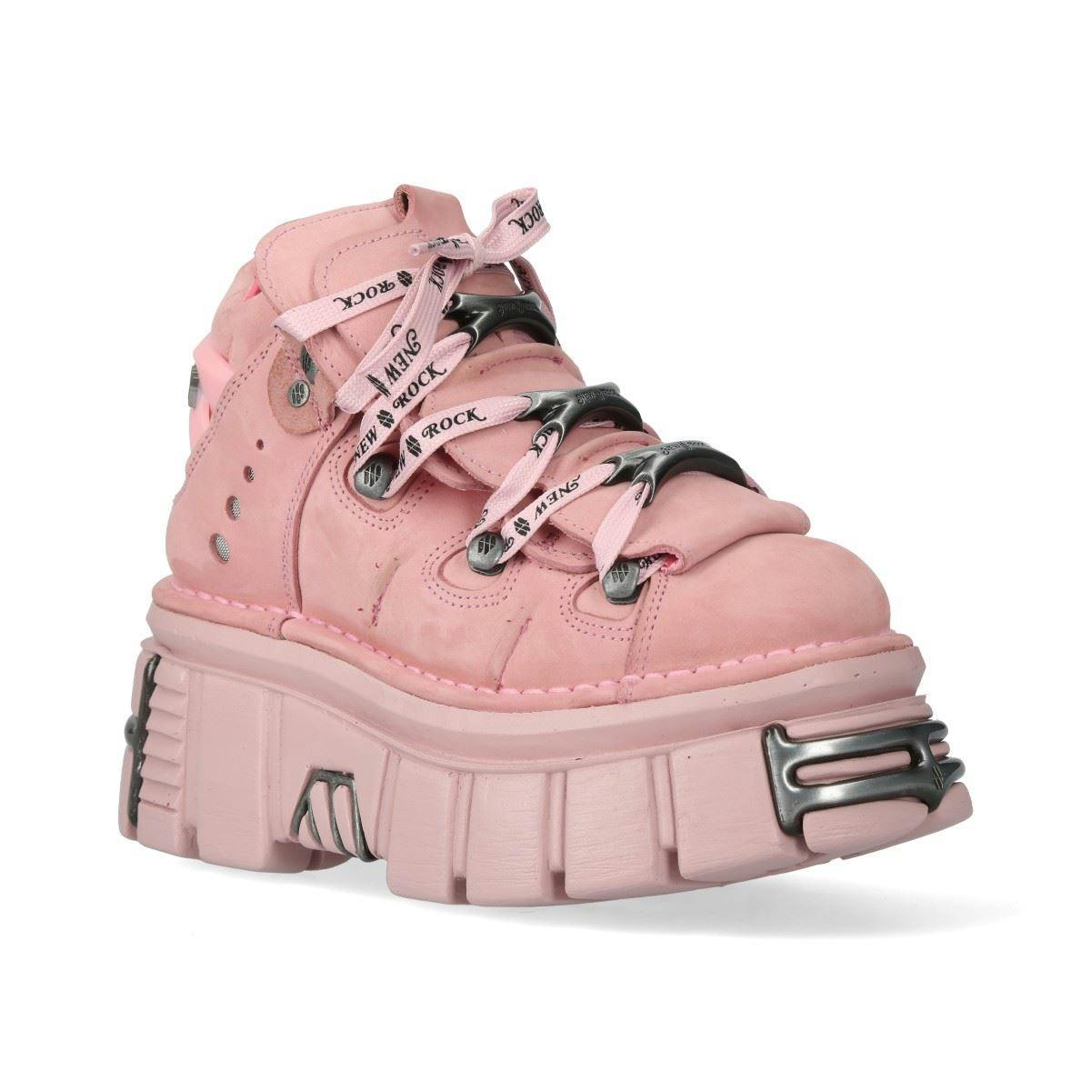 New Rock Unisex Pink M-106-C153 Tower Platform Gothic Punk Ankle Boots - Uk 7 | Eu 41 | Us 9.5