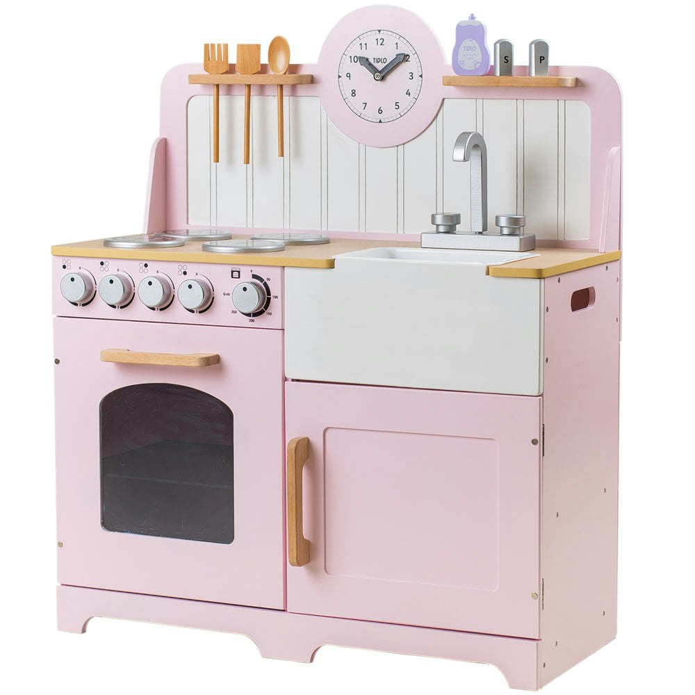 Tidlo Pink Wooden Country Play Kitchen