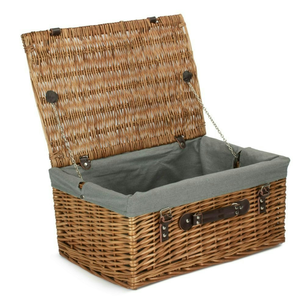 Red Hamper Red/Grey Hamper 51Cm Double Steamed Willow Wicker Picnic Basket