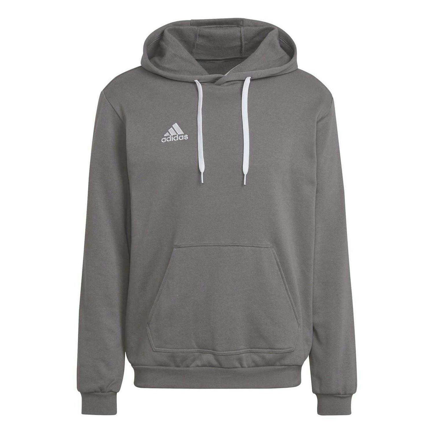 Adidas Men's Grey Entrada 22 Cotton Blend Pullover Hoodie - Xs - 70% Cotton/30% Polyester