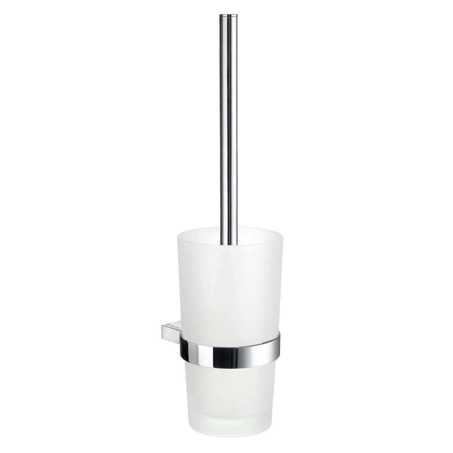 Smedbo Polished Chrome Toilet Brush And Frosted Glass Holder