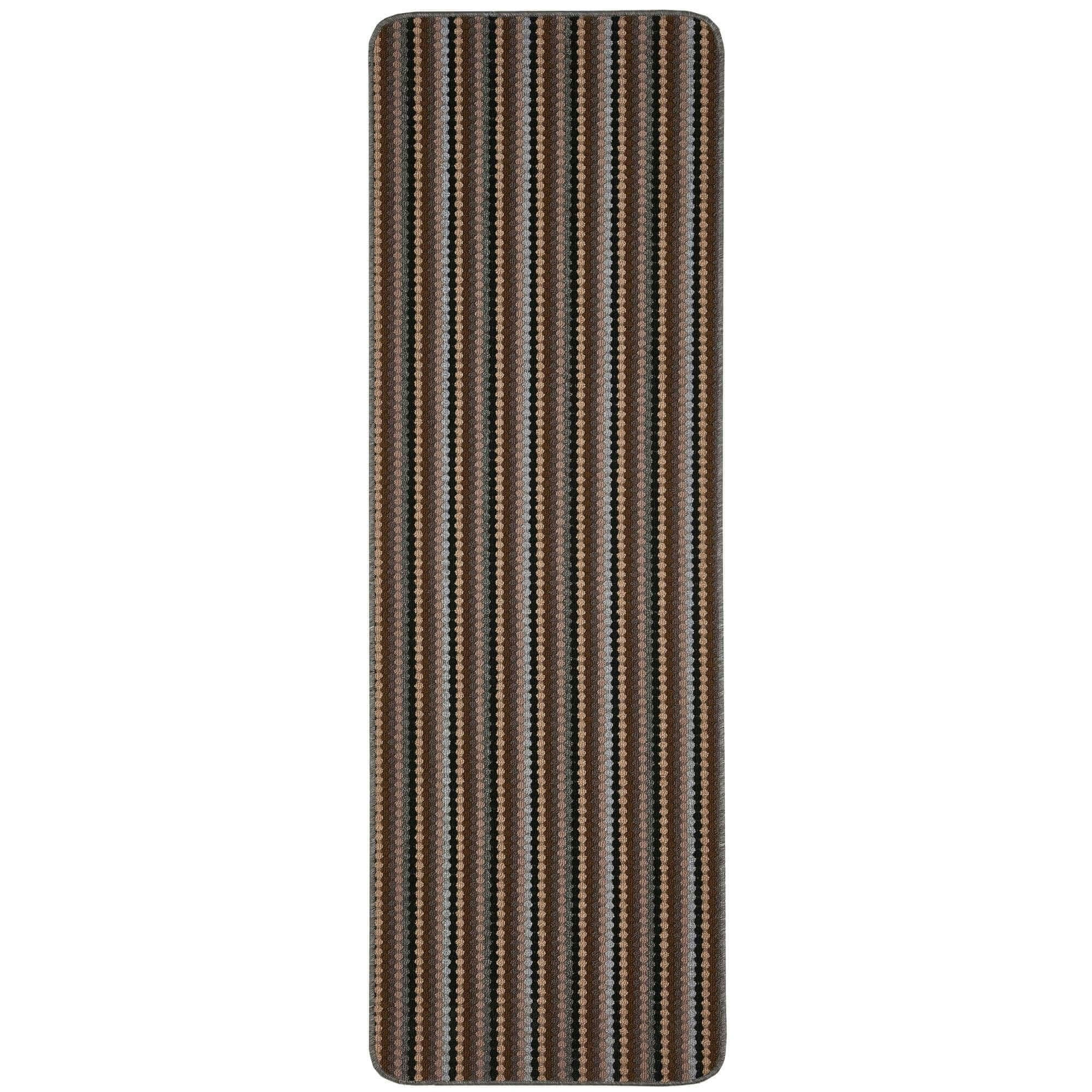 Rackhams Grey Washable Stripe Mats - 67X200 Cm