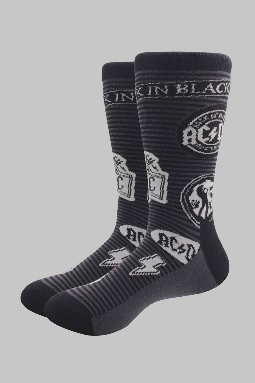 Paradiso Clothing Men's Black Ac/Dc Icons Socks