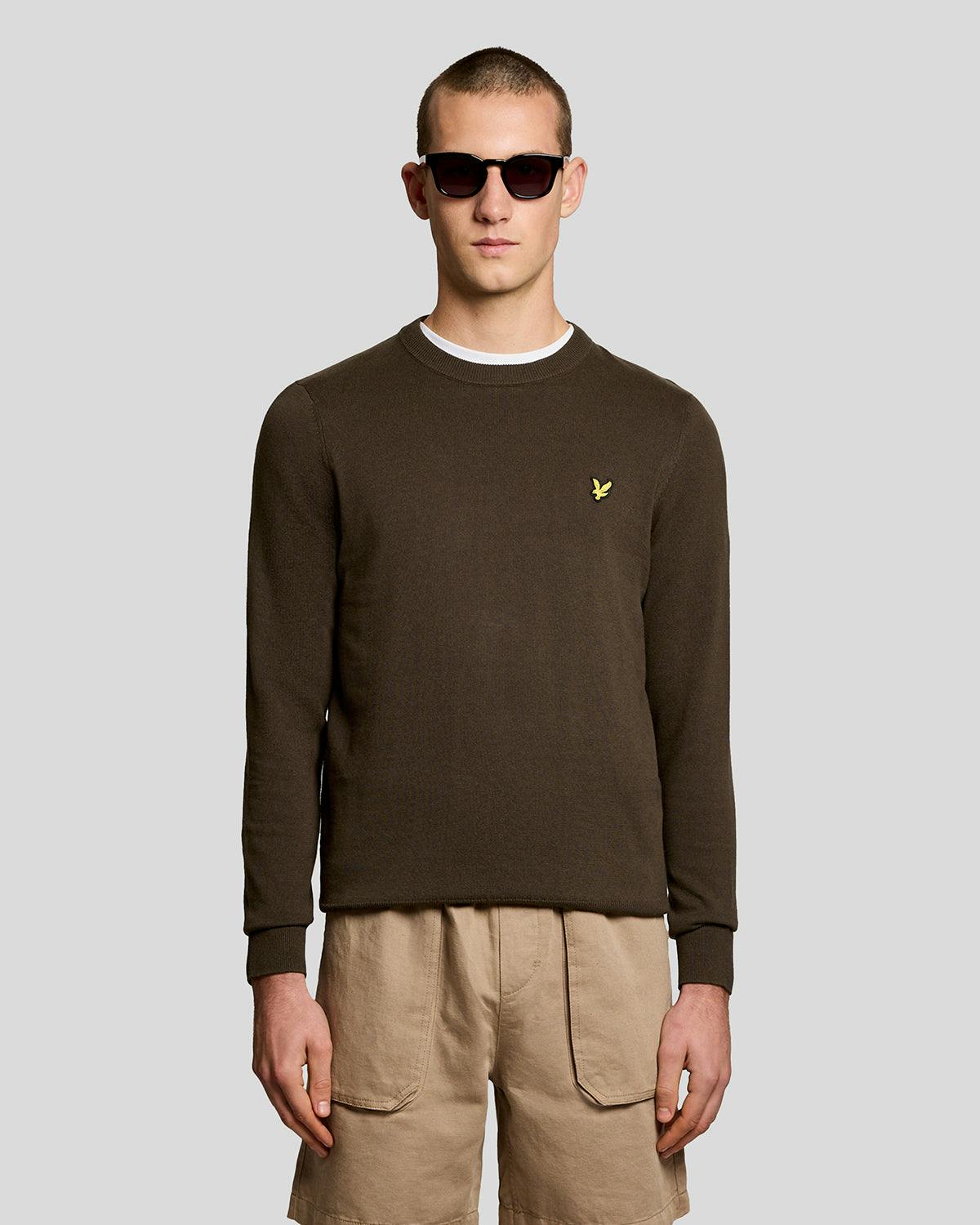Lyle & Scott Men's Cotton Crew Neck Jumper - Y176 Ebony - Y176 Ebony - Xl