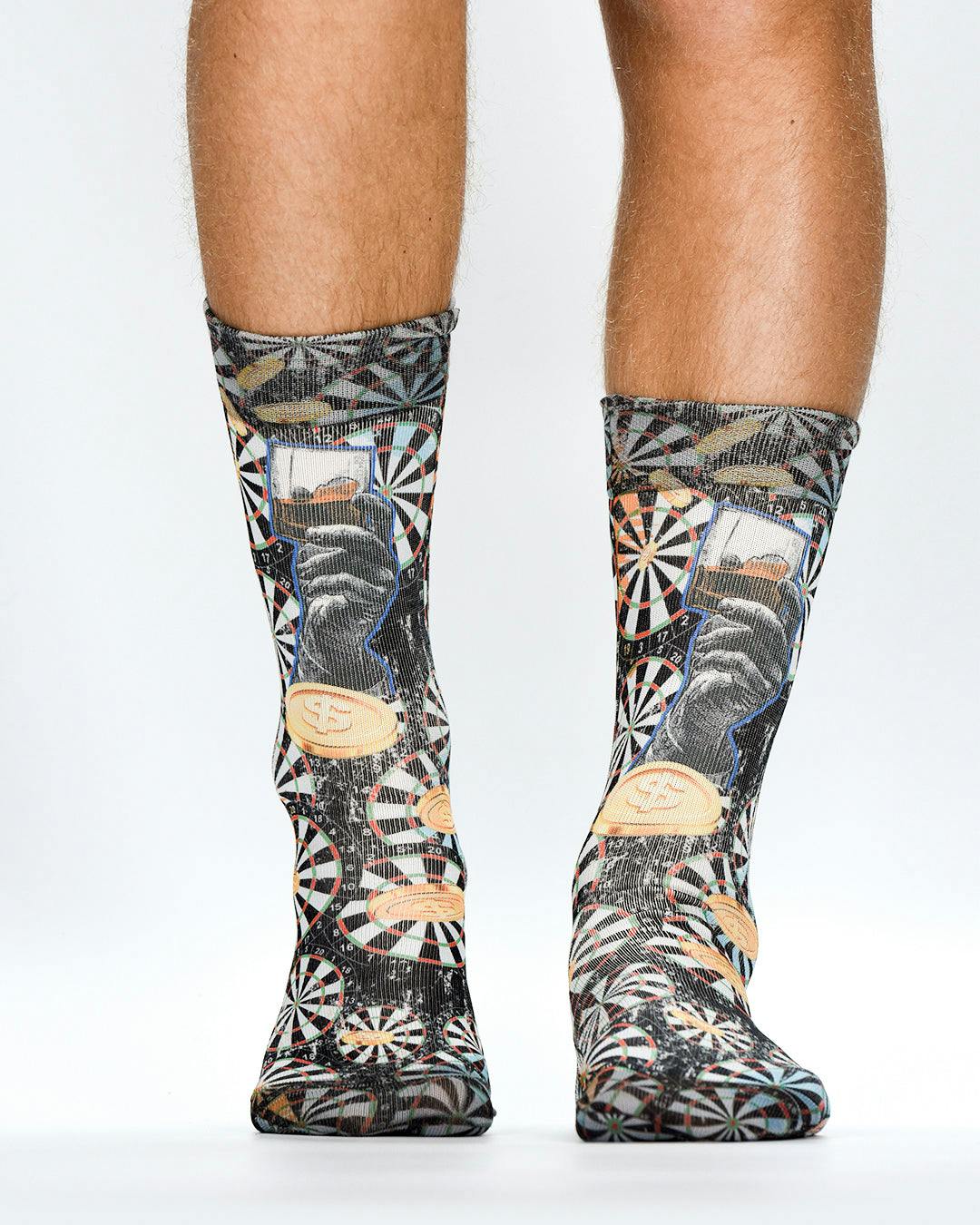 Jemsox Men's Light/Green Gamble Darts Novelty Socks | Playful, Bold & Comfortable Style