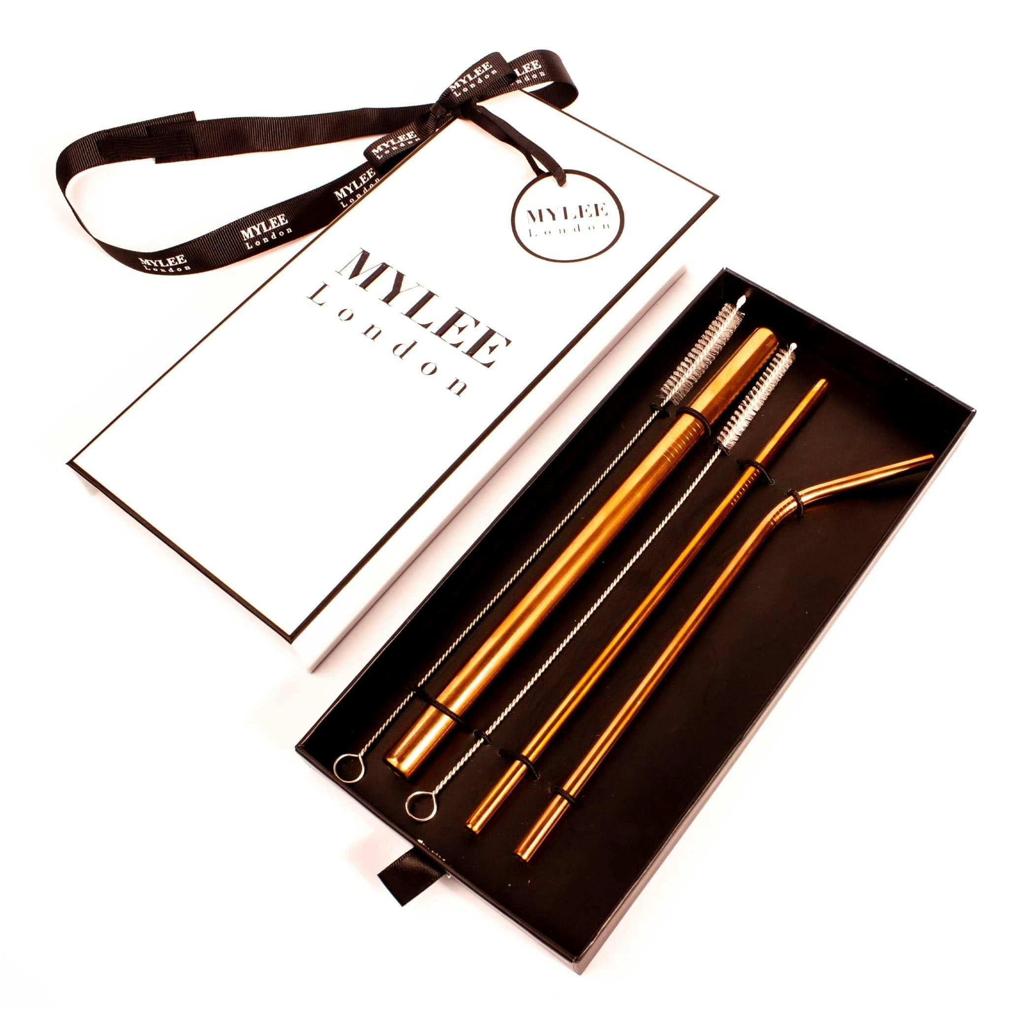 Mylee London Gold Personalised Straw Gift Set With Free Gift Wrapping - Rose