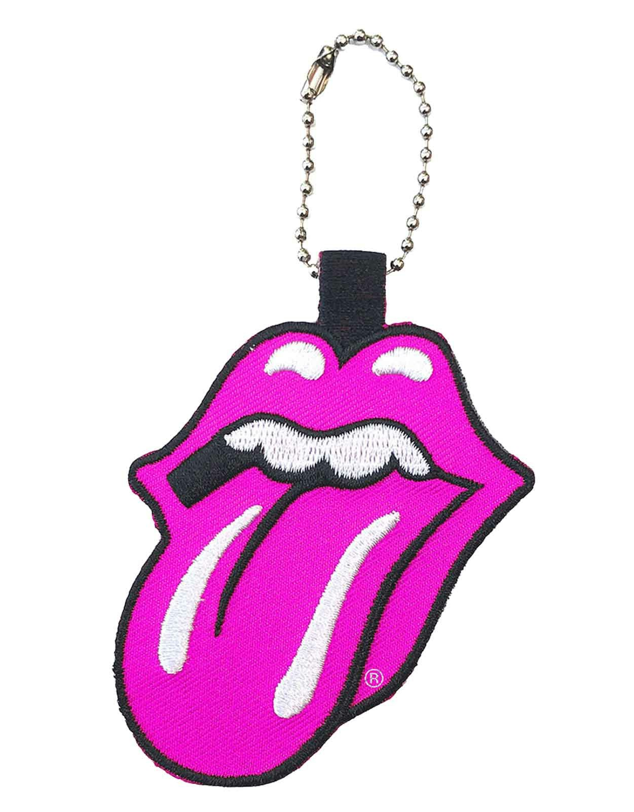 Paradiso Clothing Pink The Rolling Stones Keyring Classic Band Logo Tongue Embroidered Keychain
