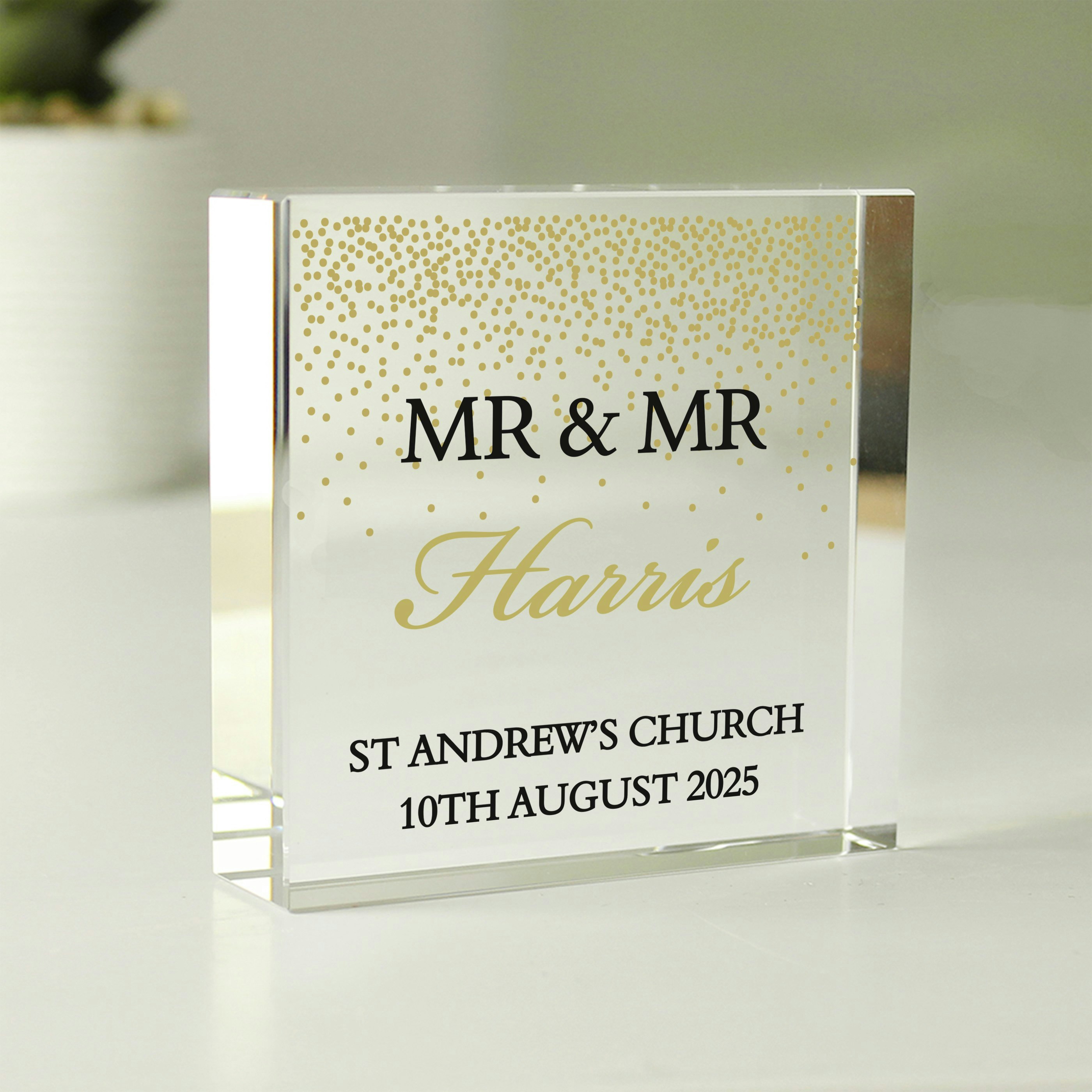 Personalised Memento Company Gold Personalised Confetti Crystal Token