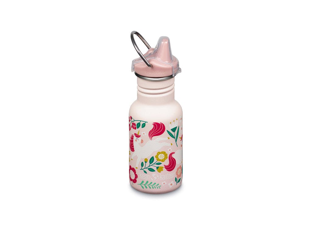 Photos - Water Bottle Klean Kanteen Rackhams 355ml Classic Kid's Sippy Bottle - Leaping Unicorn Pink 