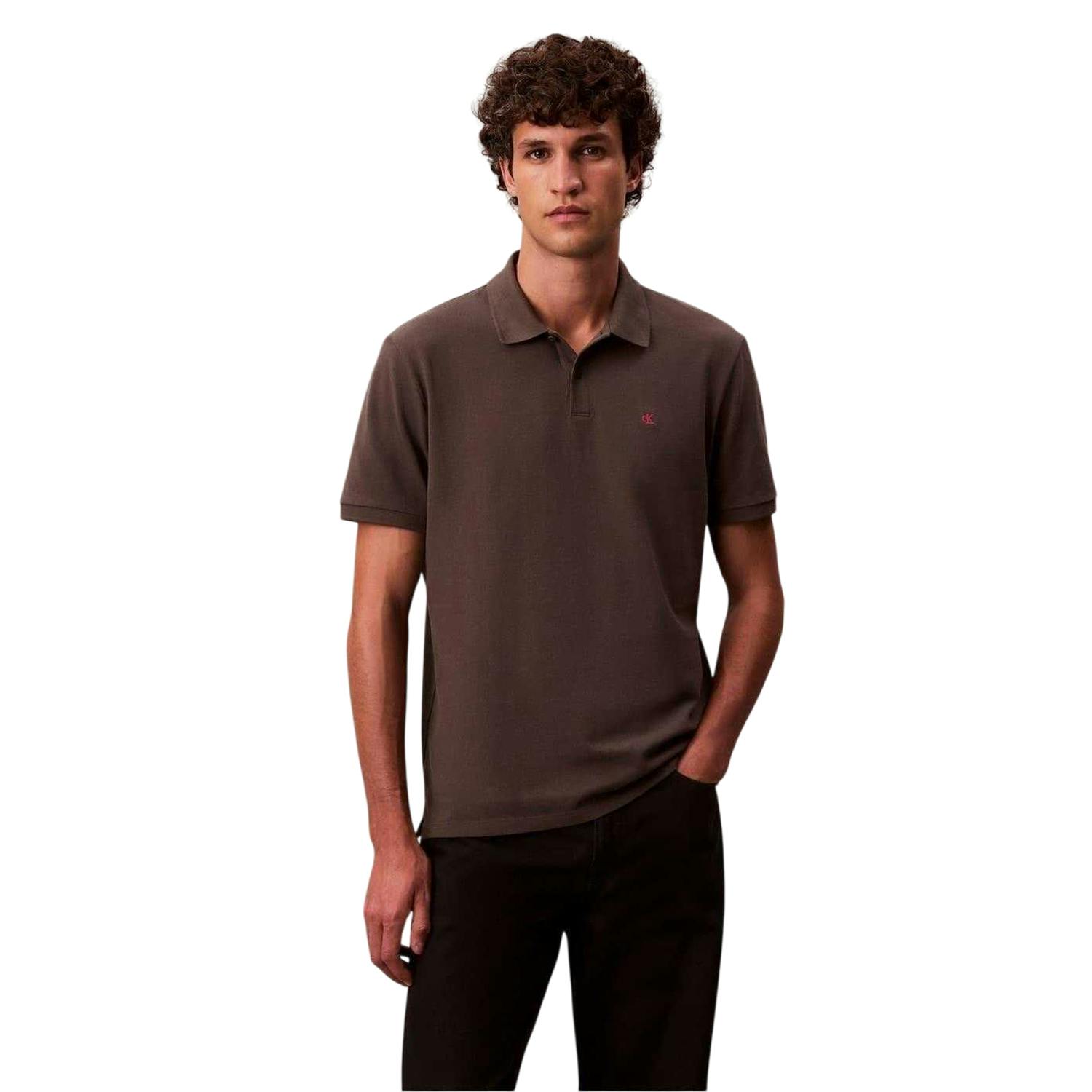 Calvin Klein Men's Polo Shirt - Beluga - M - Beluga - 100% Cotton