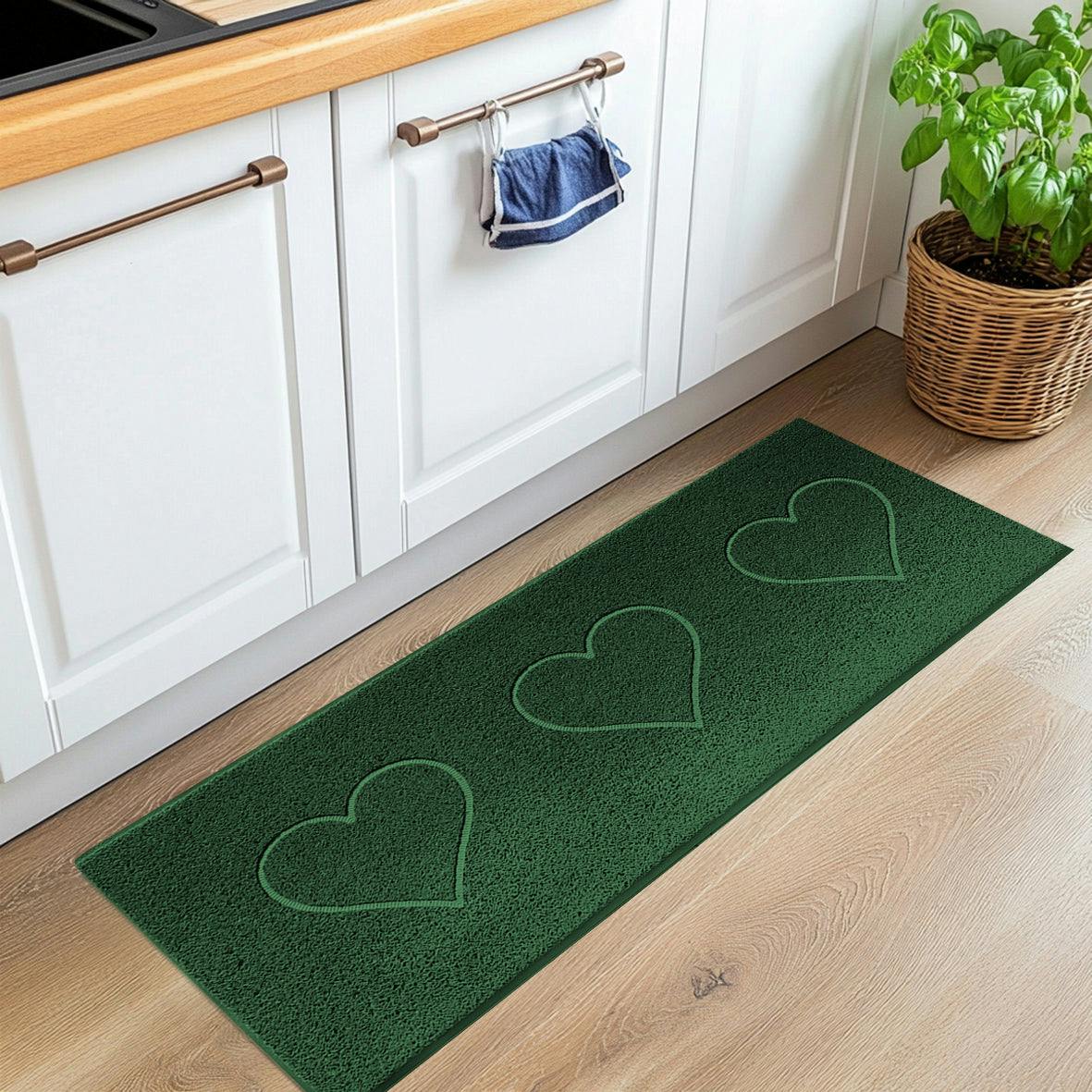 Rackhams Green Embossed Triple Heart Runner And Entrance Mat - Multiple Colours
