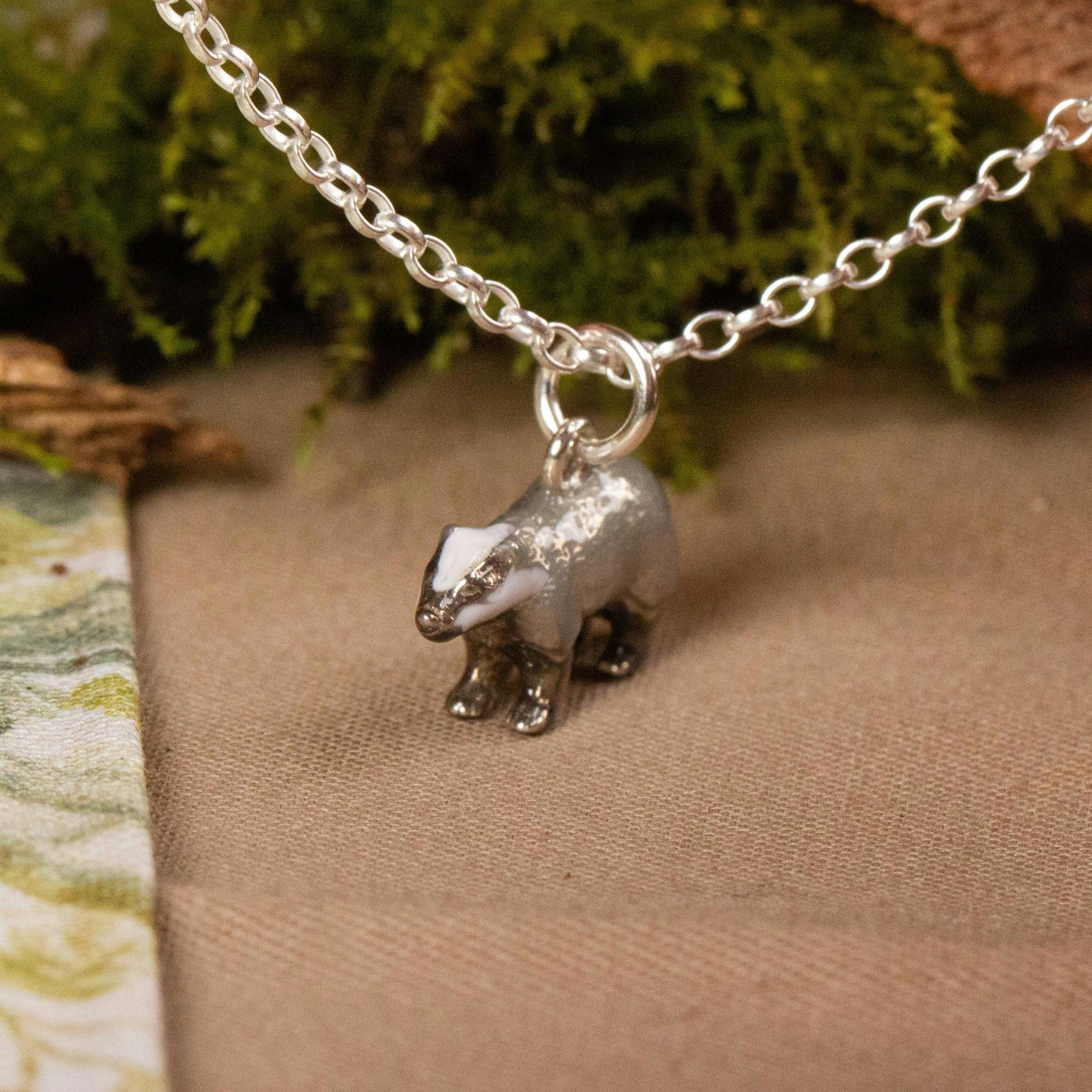Mylee London Silver Badger Necklace - Enamelled Sterling - Yes