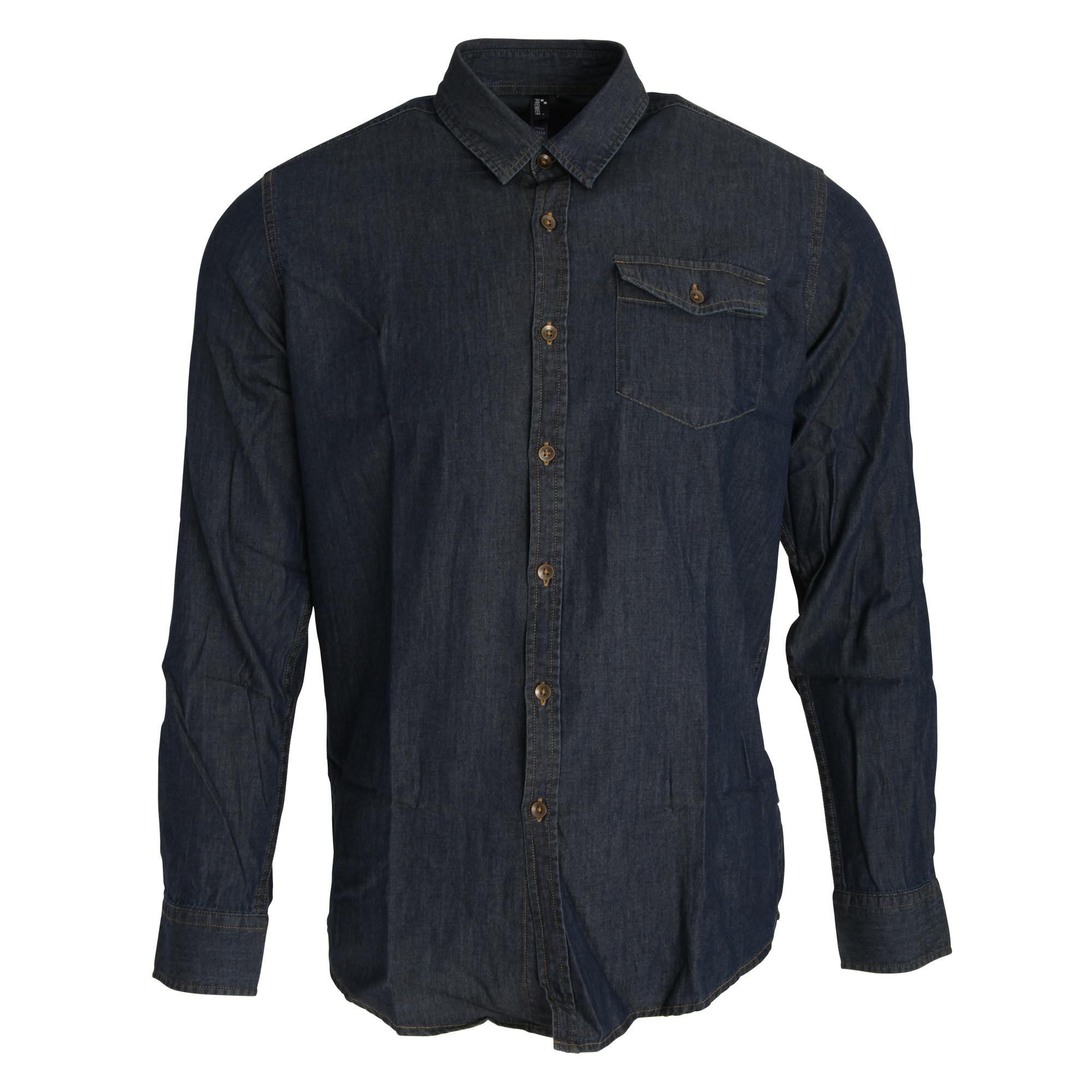 Premier Mens Jeans Stitch Long Sleeve Denim Shirt (Indigo Denim) - Indigo Blue - Size Medium - Image 3
