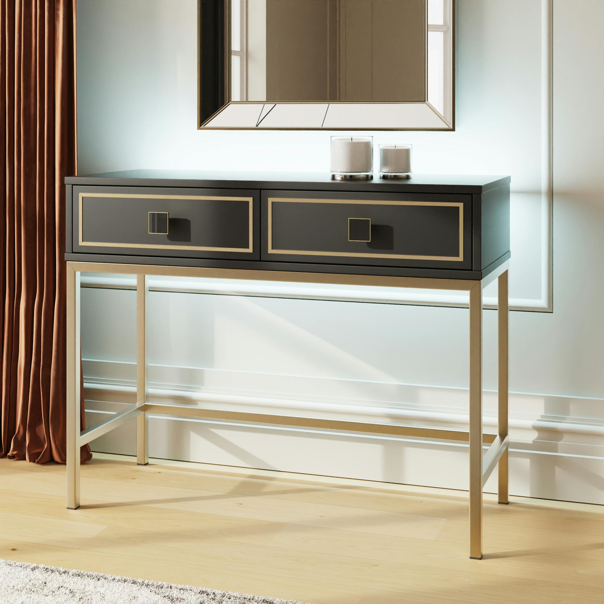 Rackhams Black/Bronze Mia Console Table