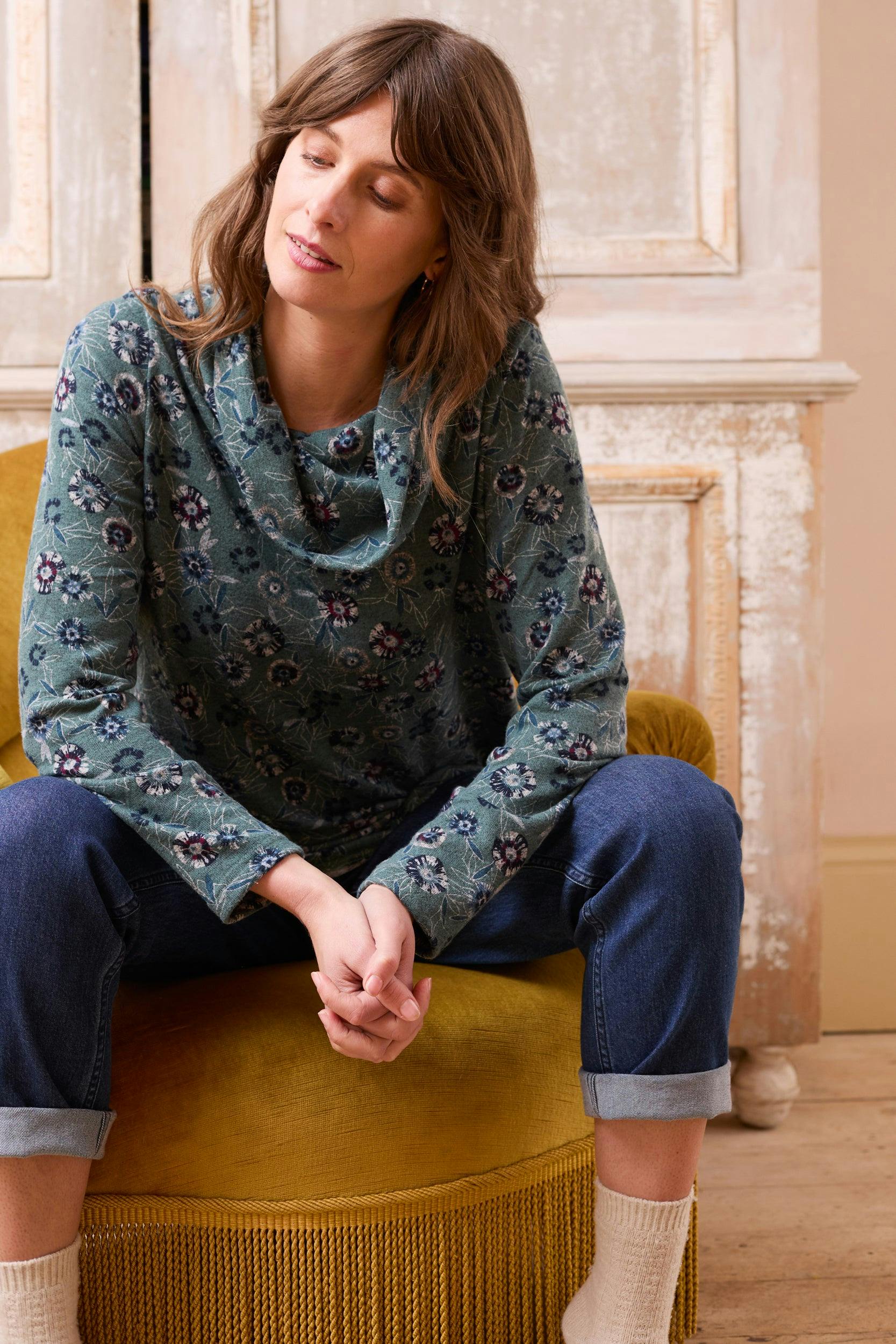 Lily & Me Women's Relaxed Everyday Cowl Neck Jumper Sea Mist - 10 - Sea Mist