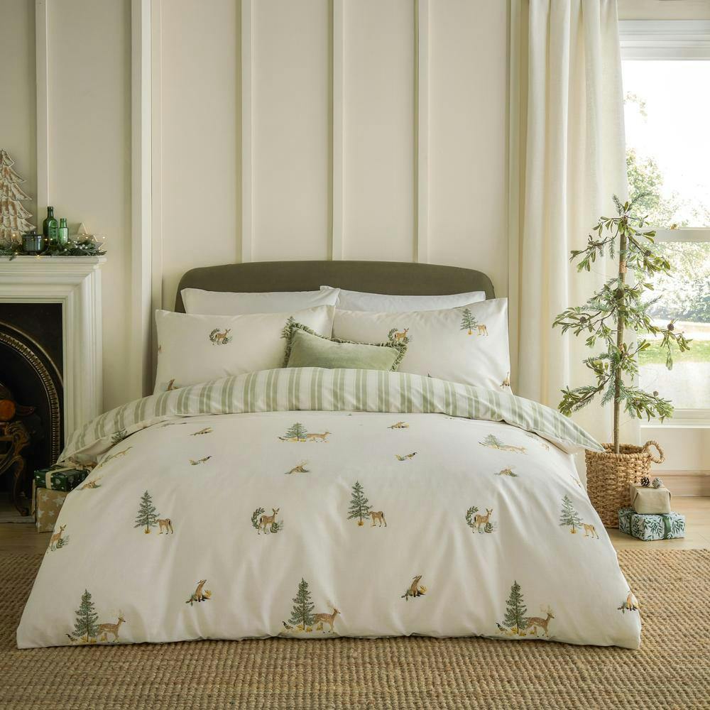 Wylder Green Charlecote Reversible Cotton Printed Duvet Cover Set - /Natural - King/Super King - /Natural - 100% Cotton