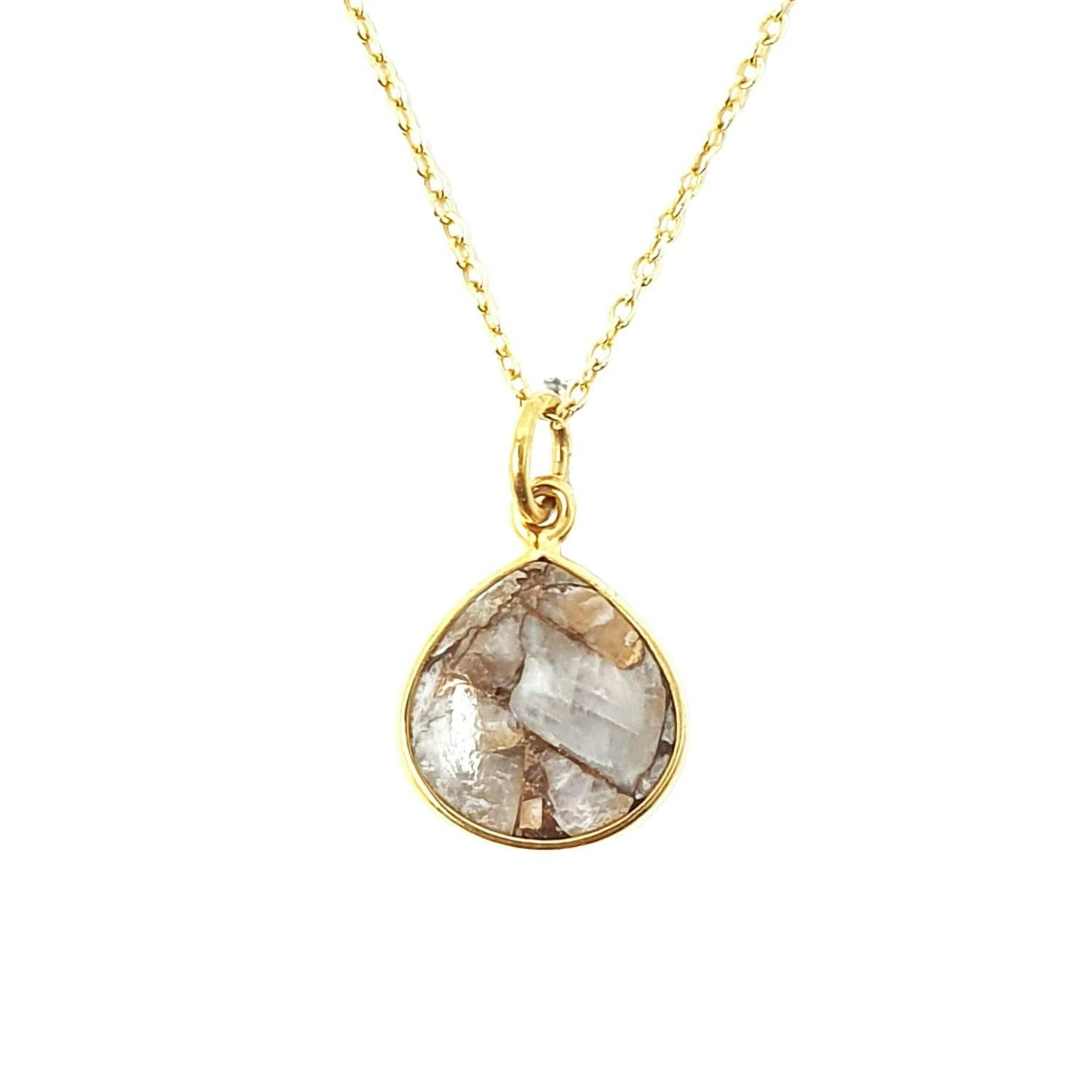 Harfi Gold 18Ct Vermeil Plated Herkimer Diamond April Birthstone Necklace
