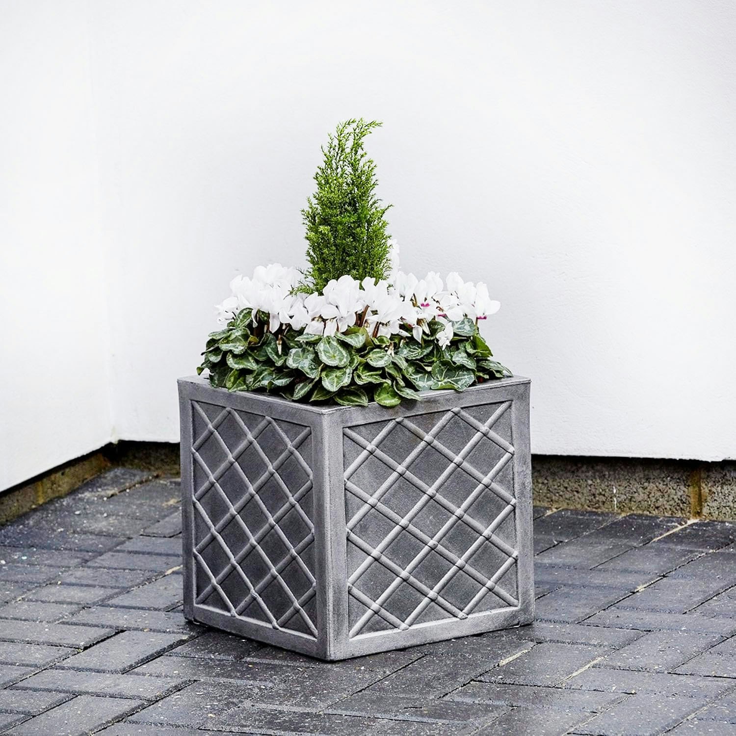 Rackhams Small Square 32Cm Pewter Lazio Garden Flower Plant Box - 1 X